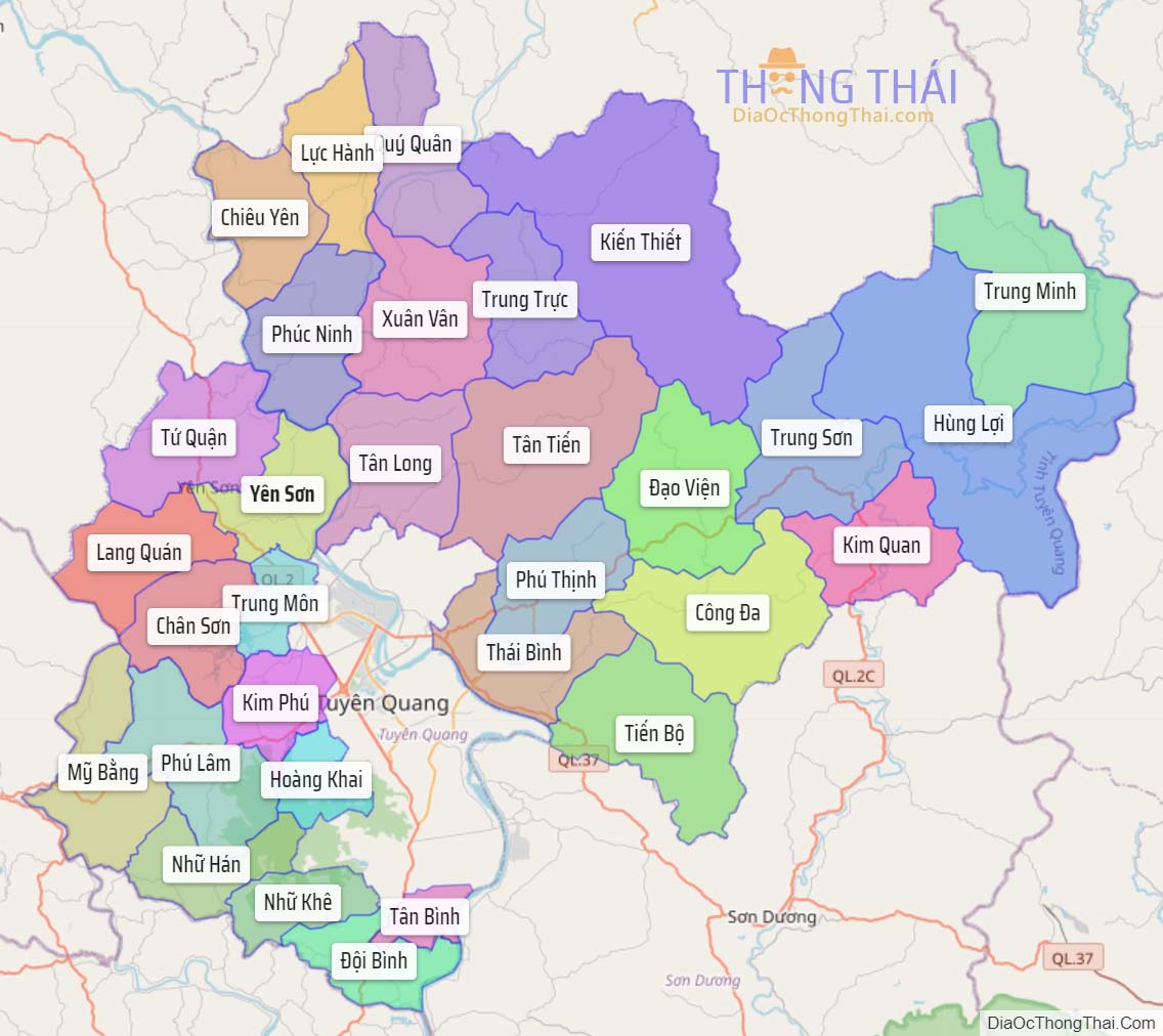 Bản đồ huyện Yên Sơn.