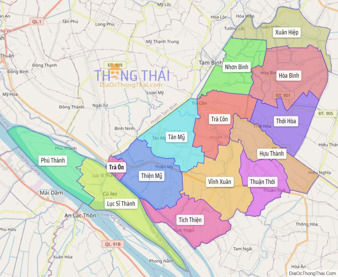 Bản đồ huyện Trà Ôn.