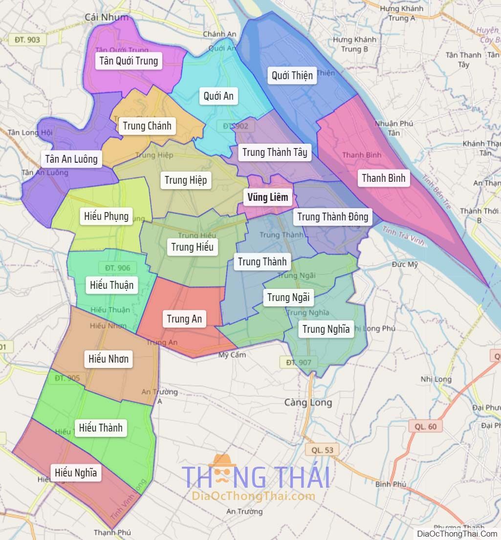 Bản đồ huyện Vũng Liêm.
