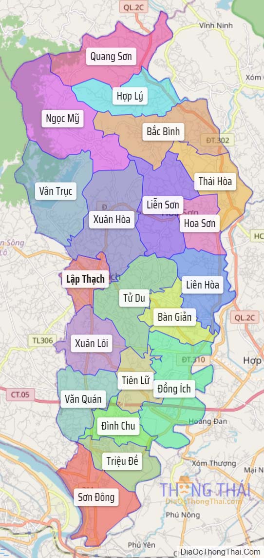 Bản đồ huyện Lập Thạch.