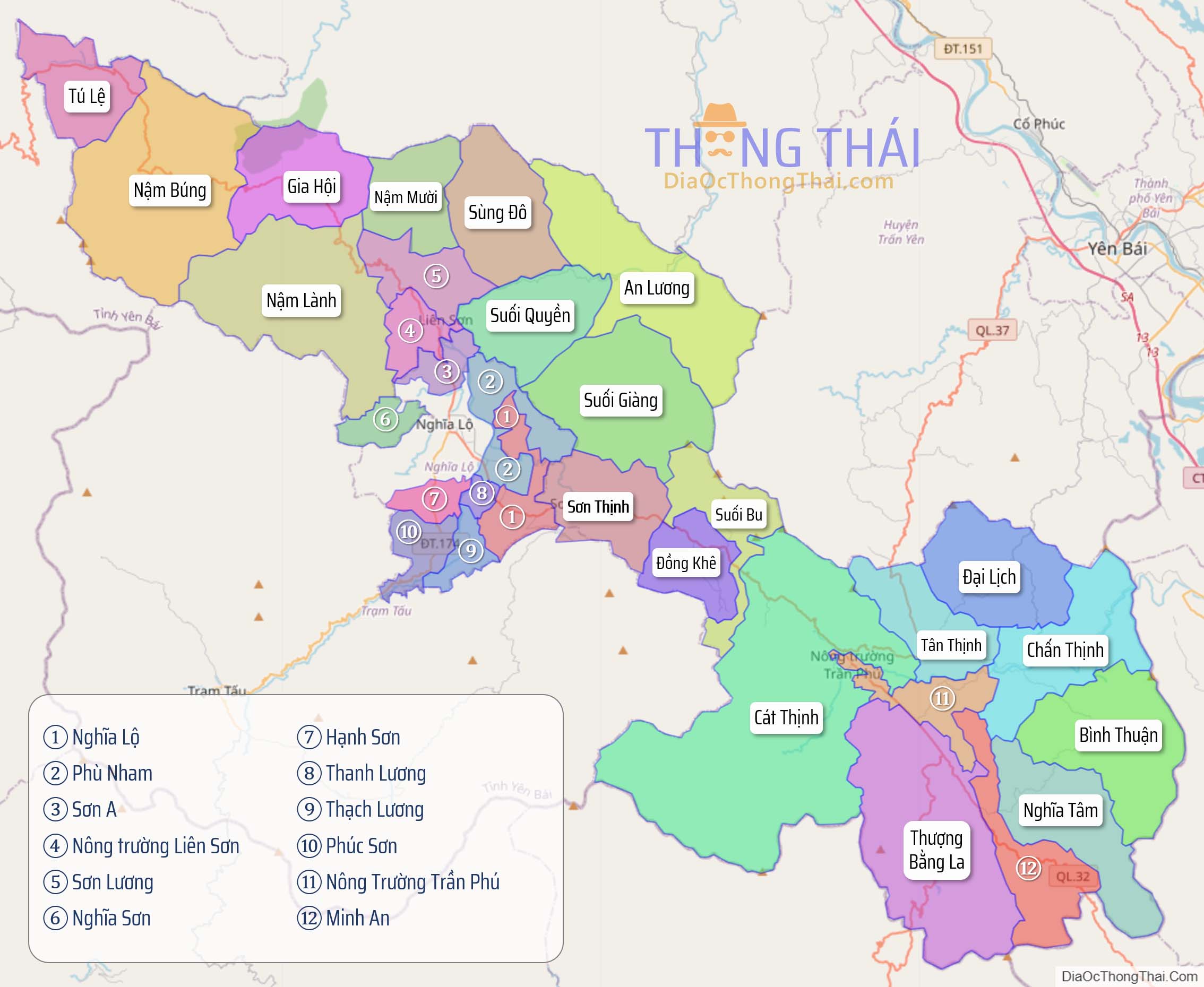 Bản đồ huyện Văn Chấn.