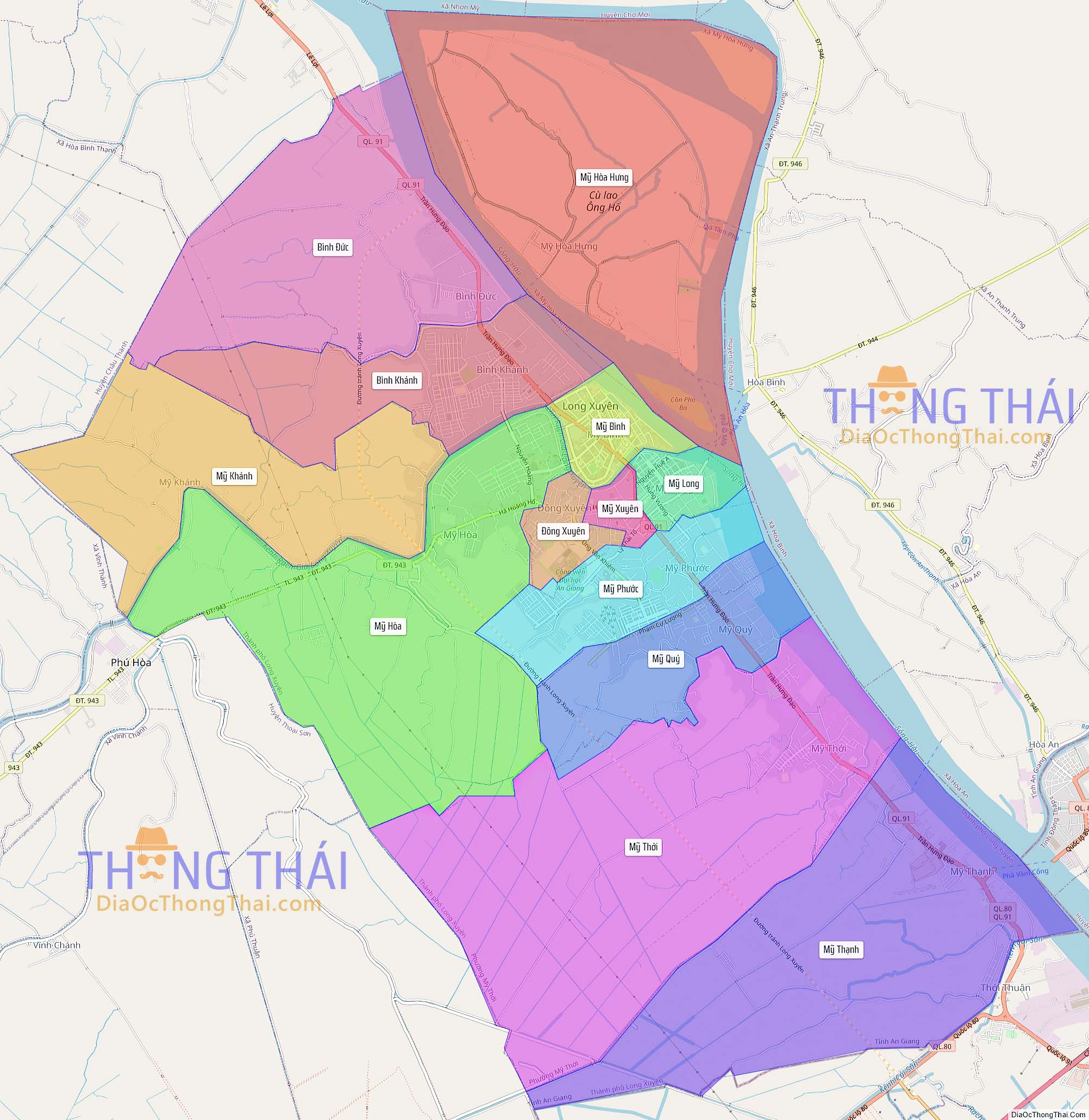 Bản đồ thành phố Long Xuyên (Kích thước lớn)