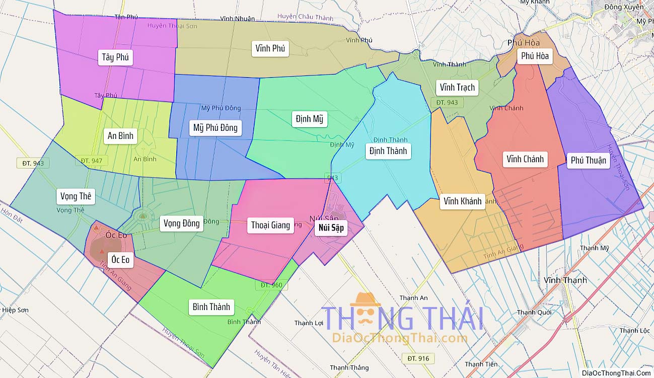 Bản đồ huyện Thoại Sơn.