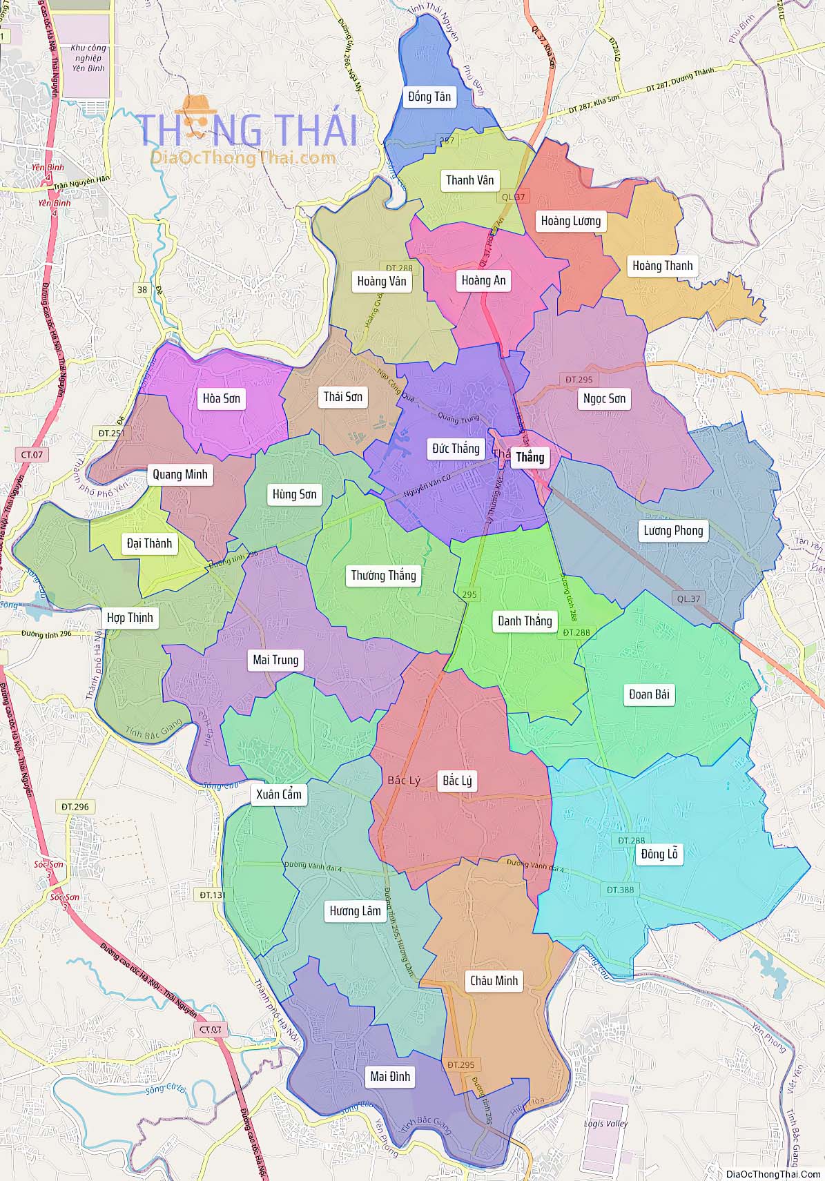 Bản đồ huyện Hiệp Hòa (Kích thước lớn).