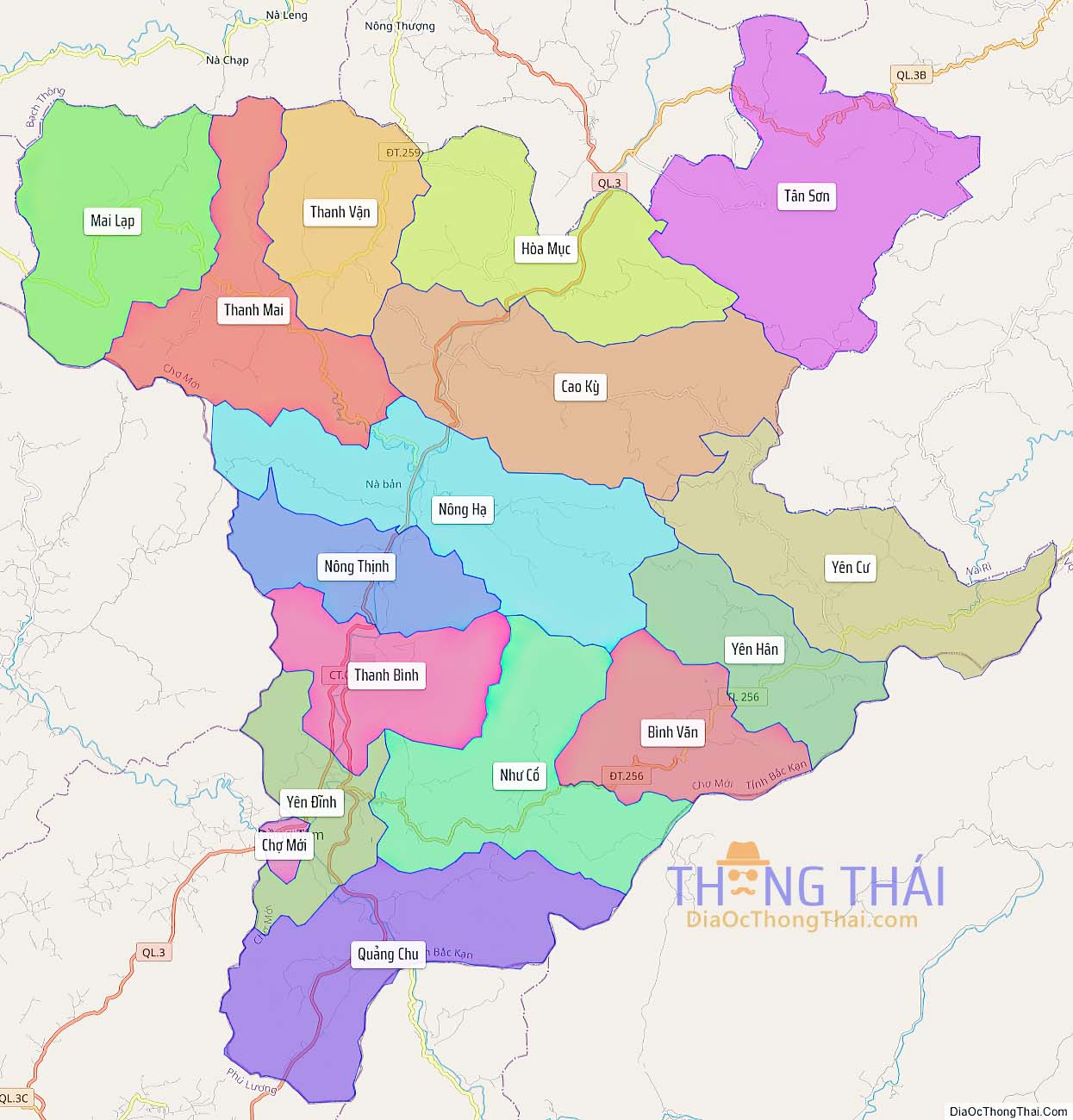 Bản đồ huyện Chợ Mới.