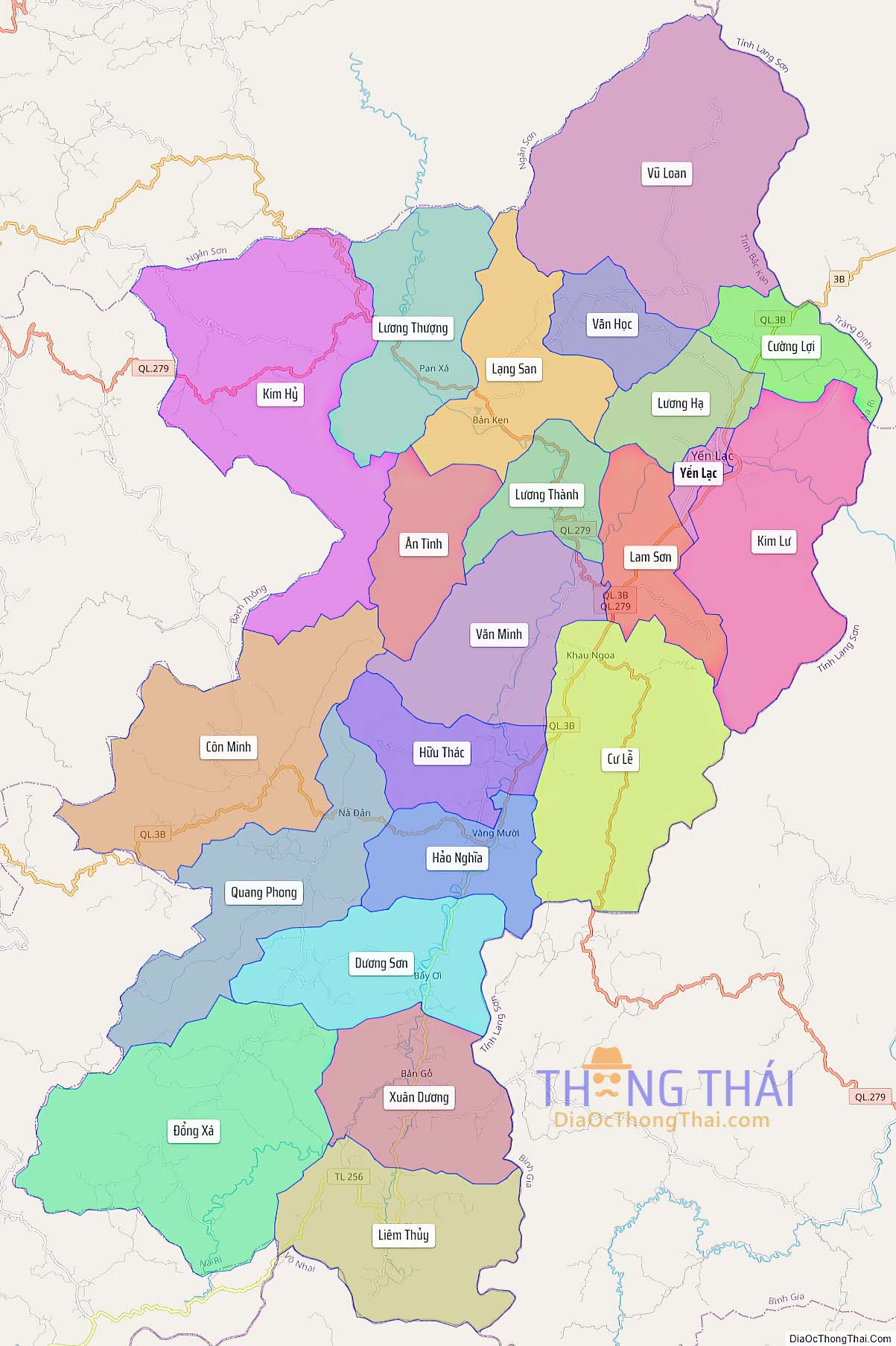 Bản đồ huyện Na Rì (Kích thước lớn).