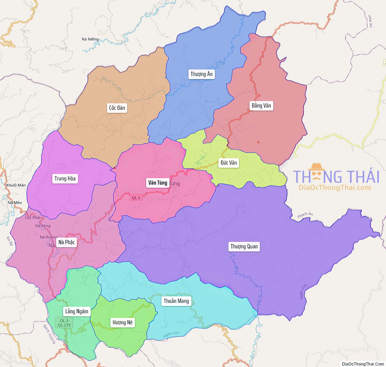 Bản đồ huyện Ngân Sơn.