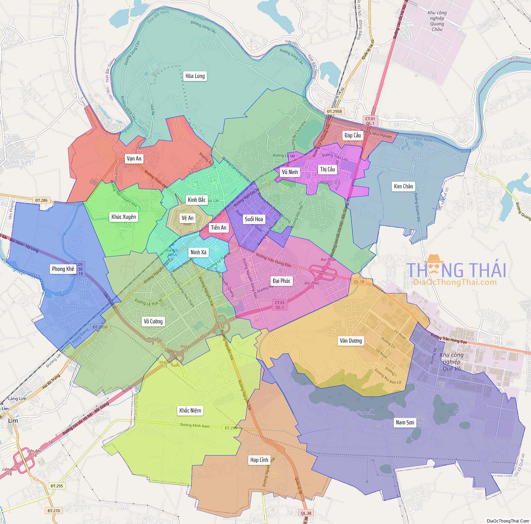 Bản đồ thành phố Bắc Ninh (Kích thước lớn).
