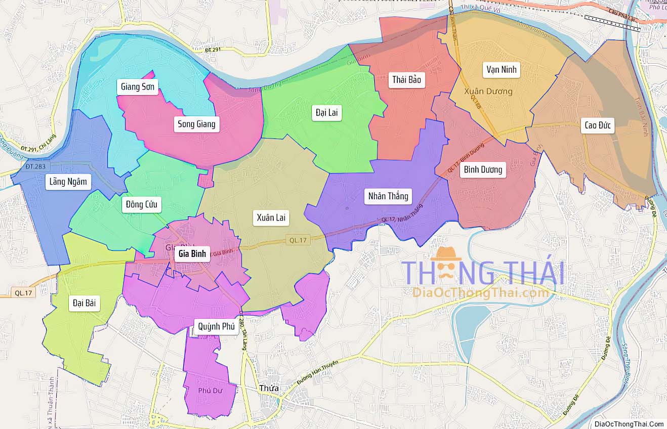 Bản đồ huyện Gia Bình.