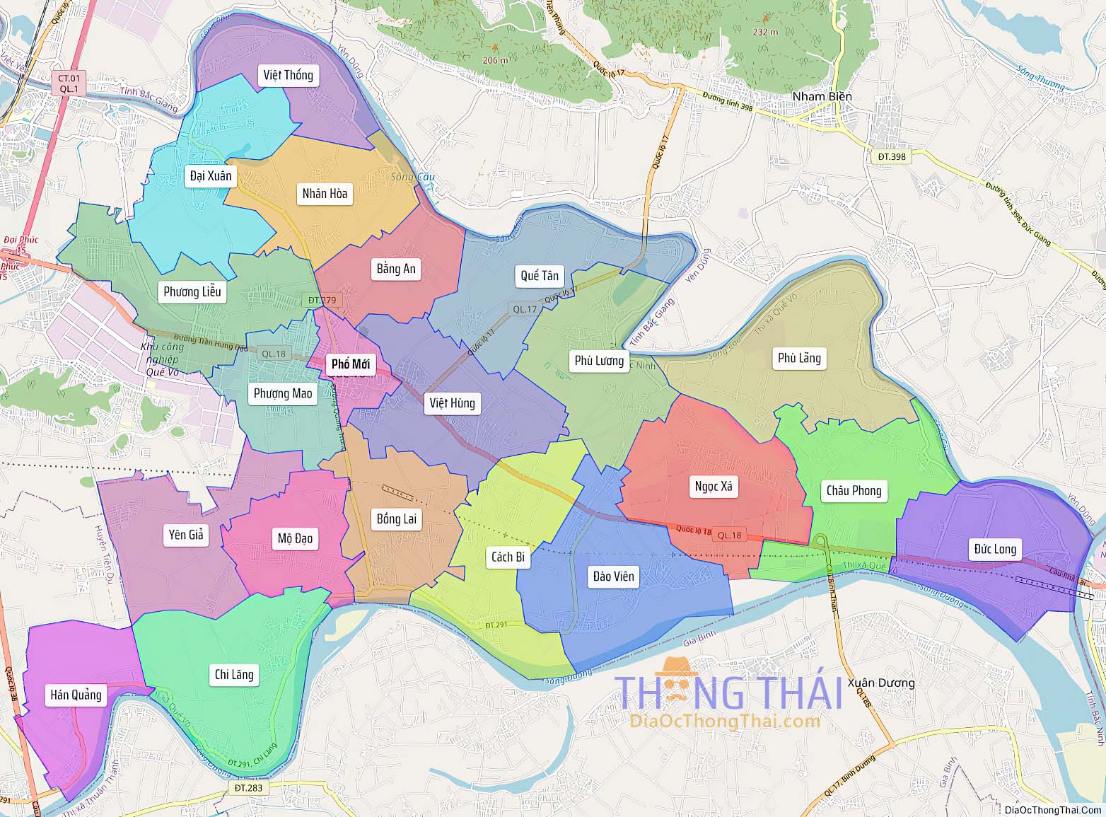 Bản đồ huyện Quế Võ (Kích thước lớn).