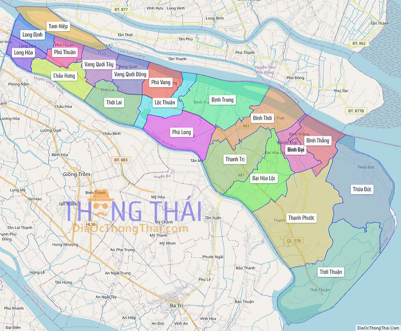Bản đồ huyện Bình Đại