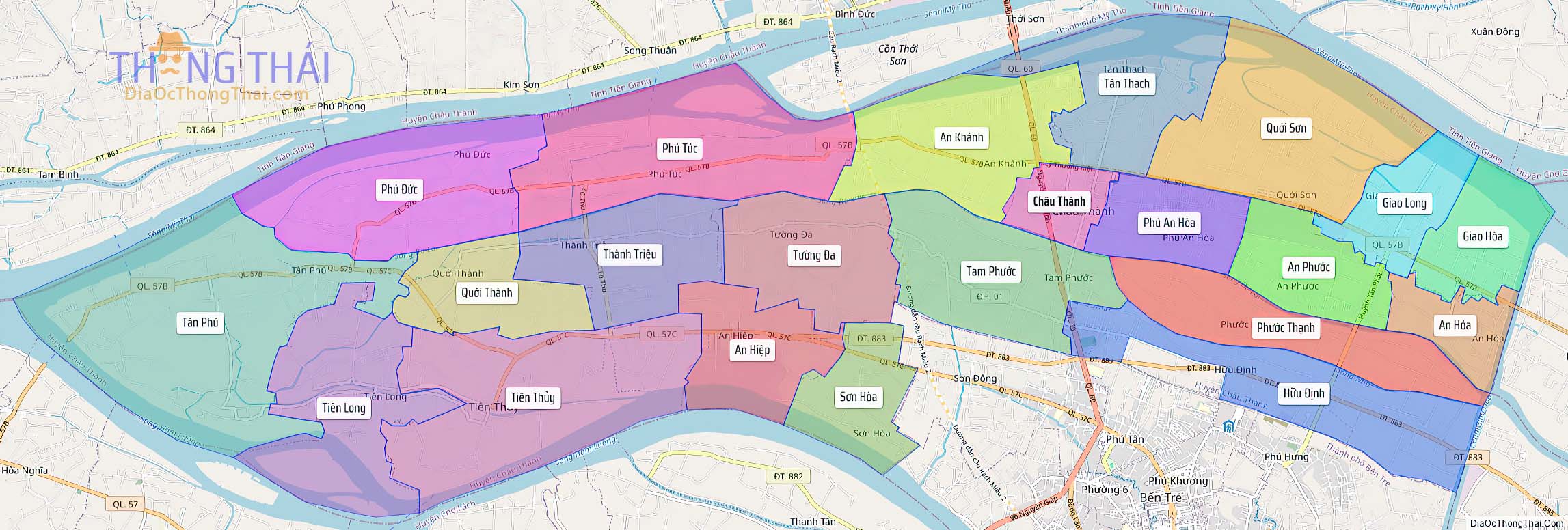 Bản đồ huyện Châu Thành (Kích thước lớn)