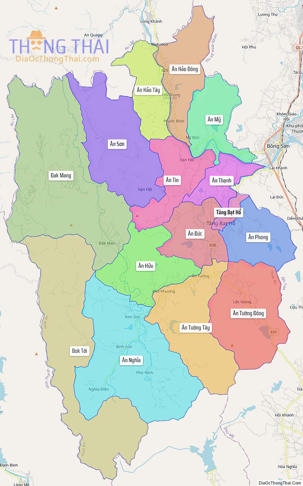 Bản đồ huyện Hoài Ân (Kích thước lớn).