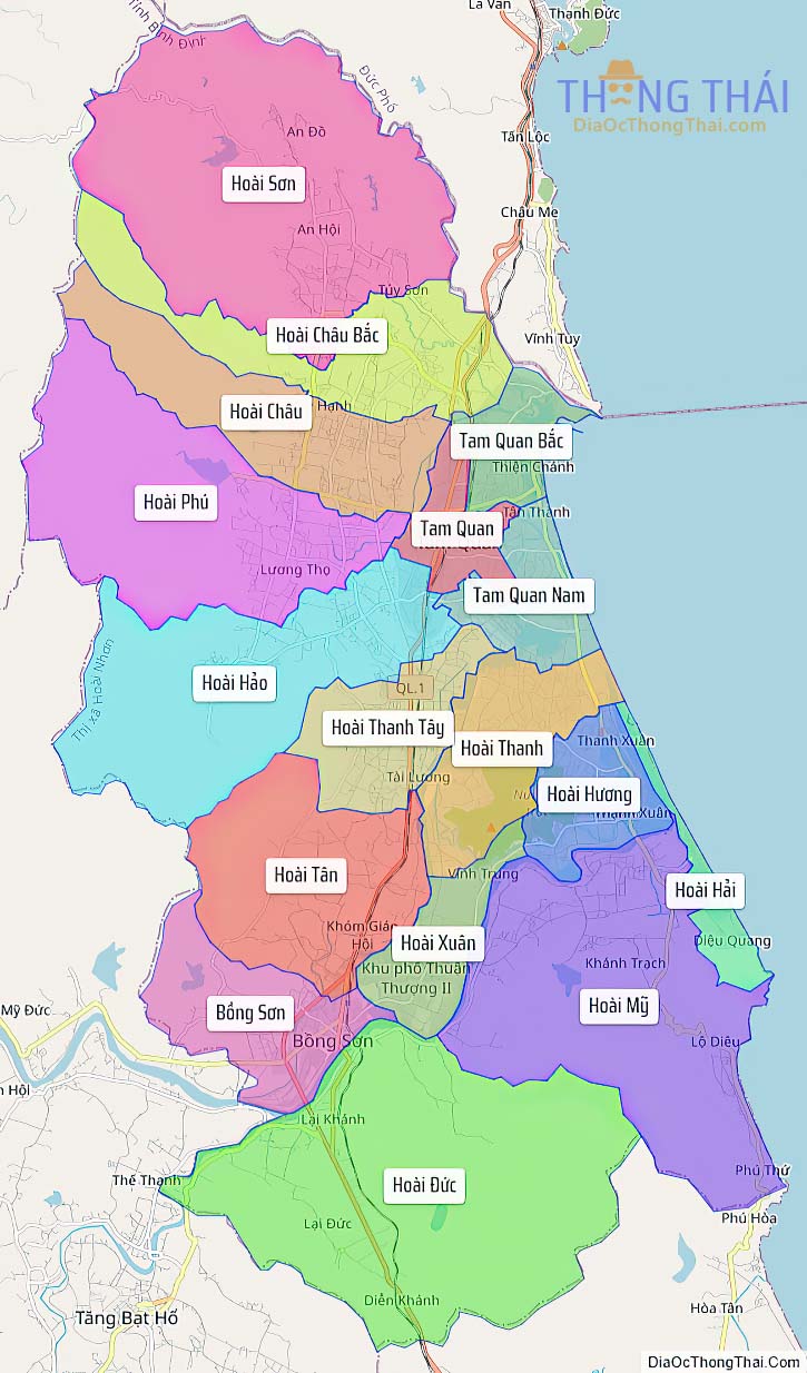 Bản đồ thị xã Hoài Nhơn.