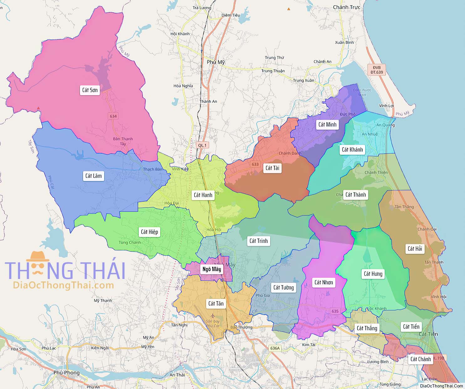 Bản đồ huyện Phù Cát.