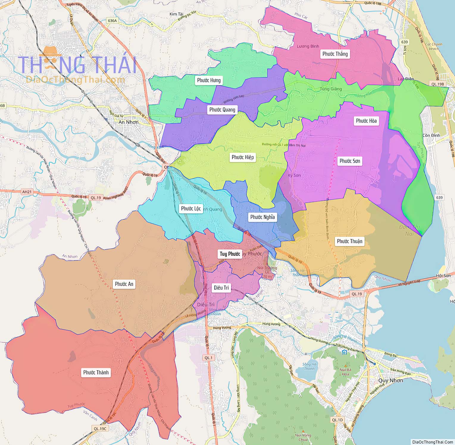 Bản đồ huyện Tuy Phước (Kích thước lớn).