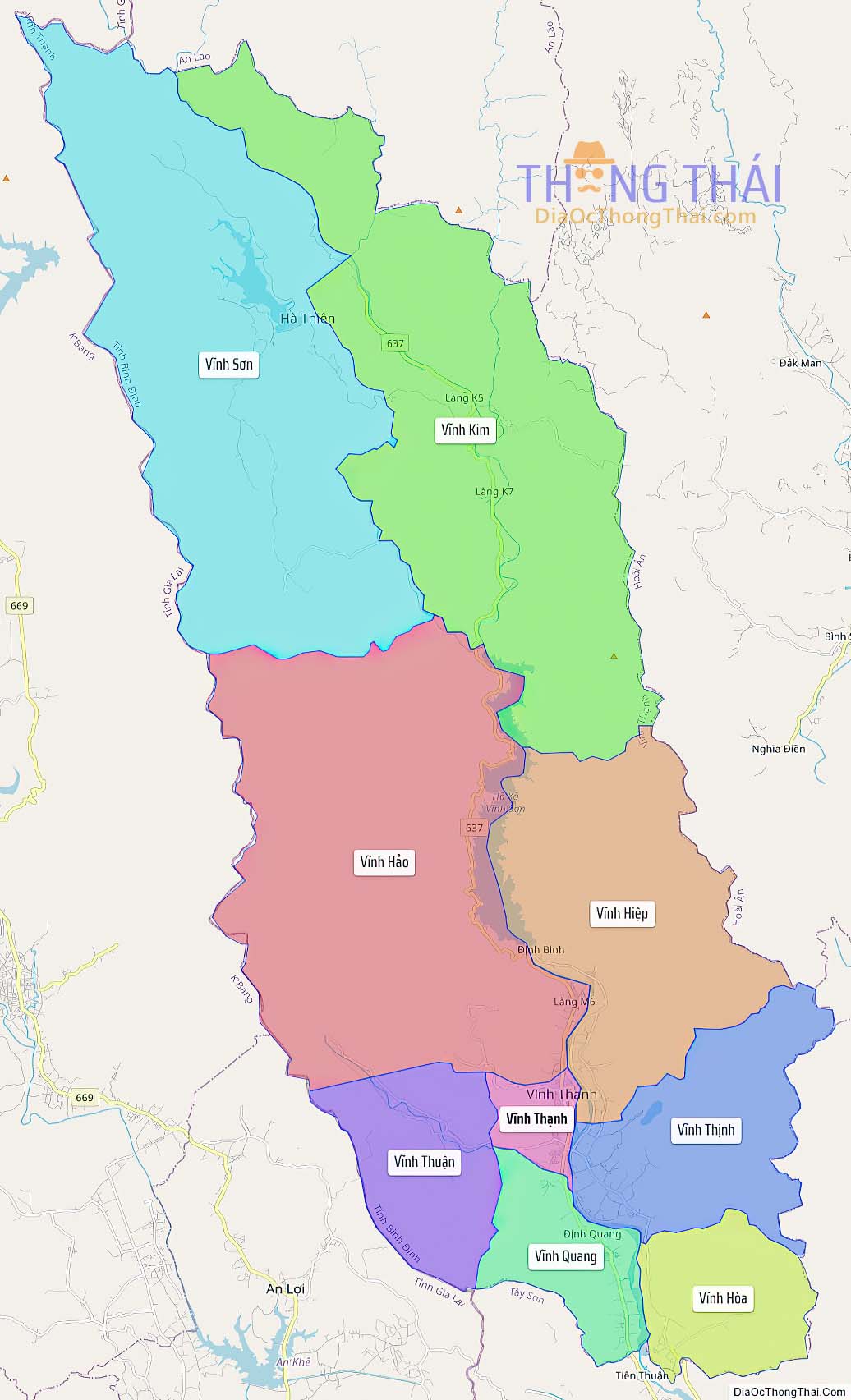 Bản đồ huyện Vĩnh Thạnh (Kích thước lớn).