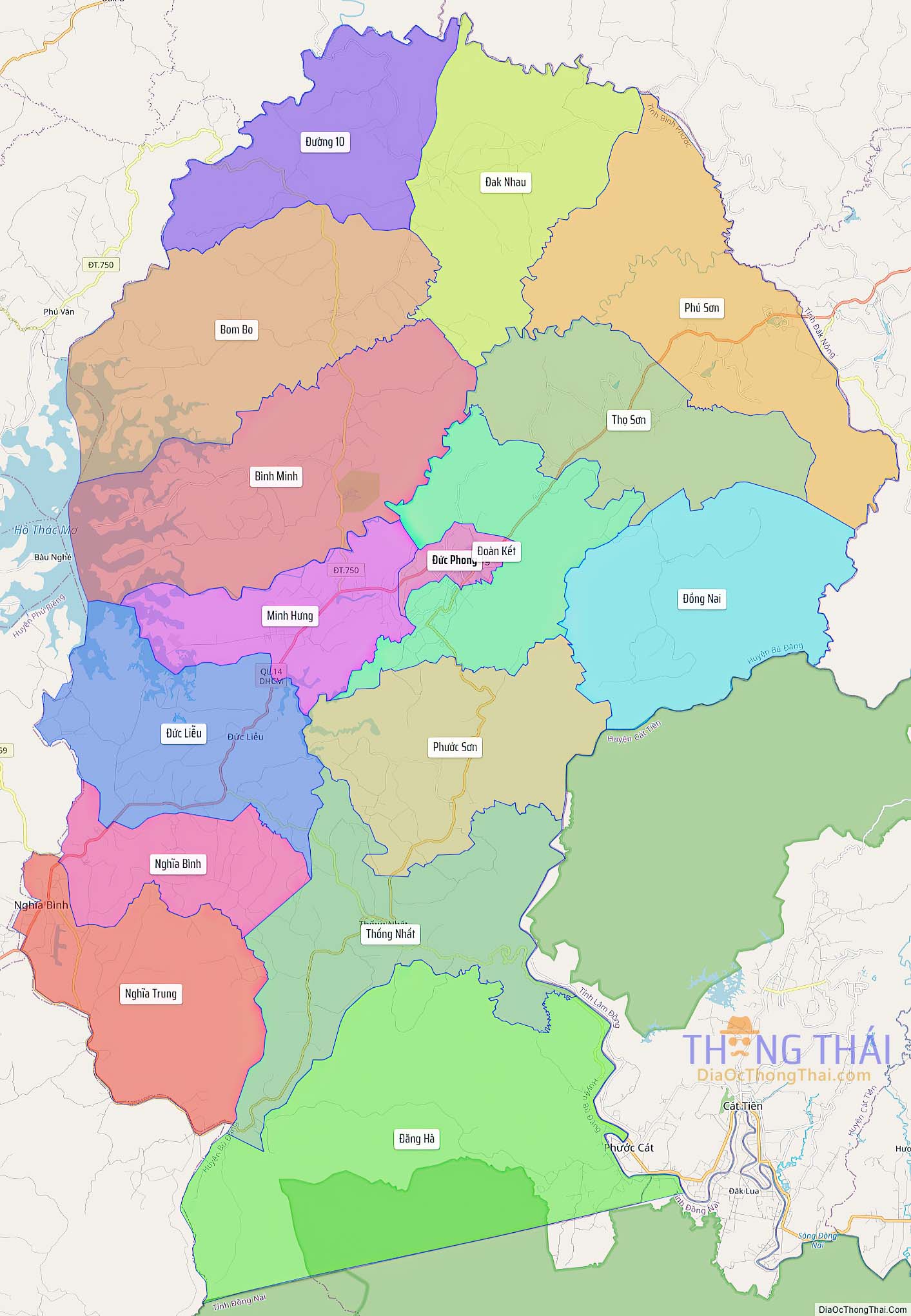 Bản đồ huyện Bù Đăng (Kích thước lớn).