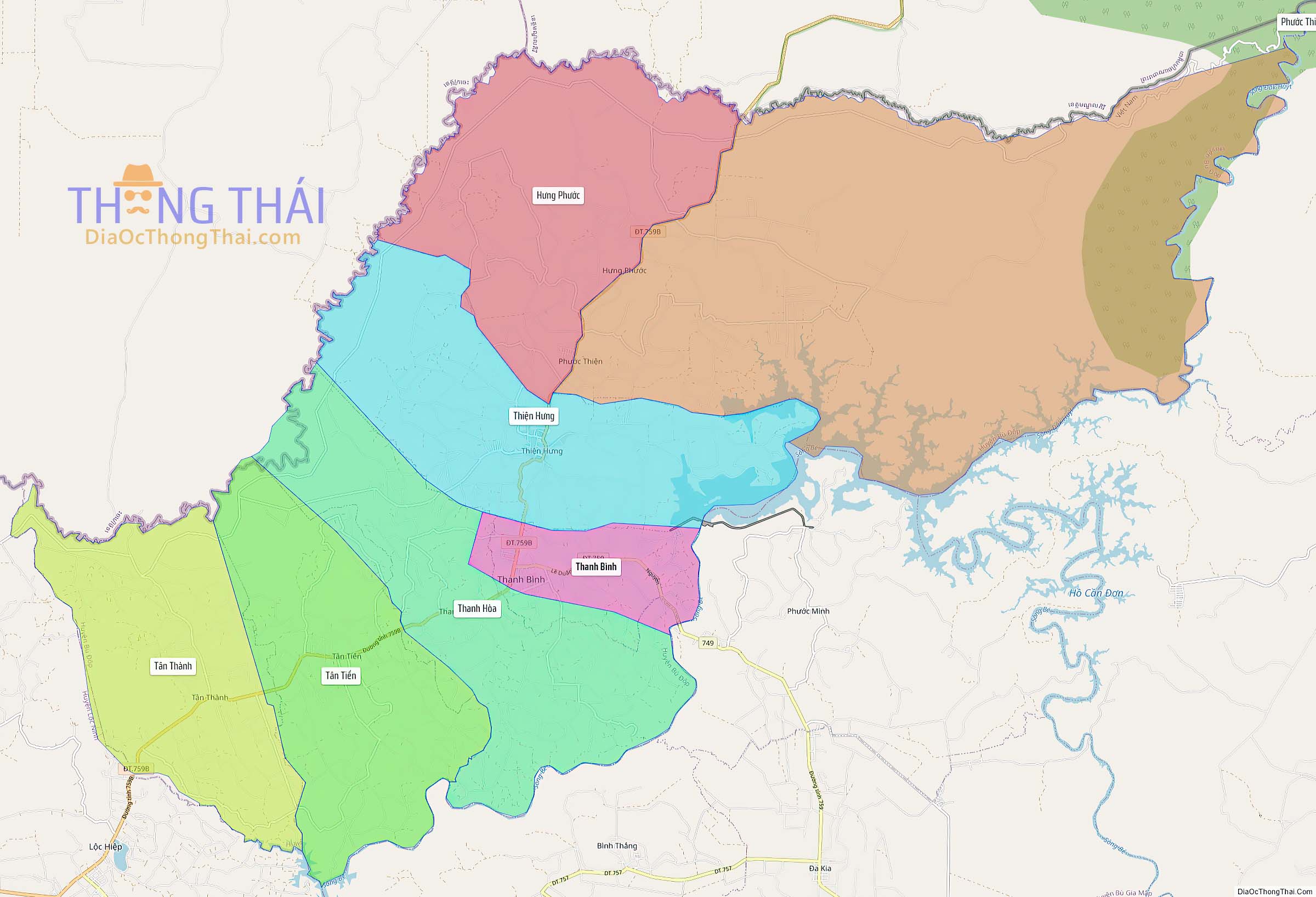 Bản đồ huyện Bù Đốp (Kích thước lớn).