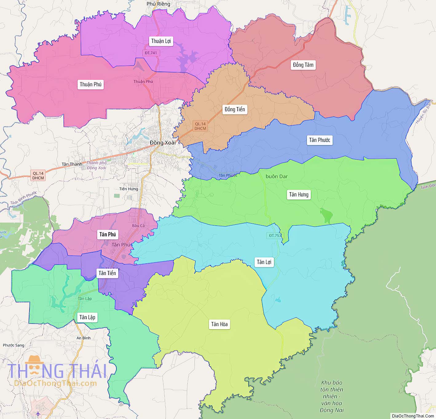Bản đồ huyện Đồng Phú.