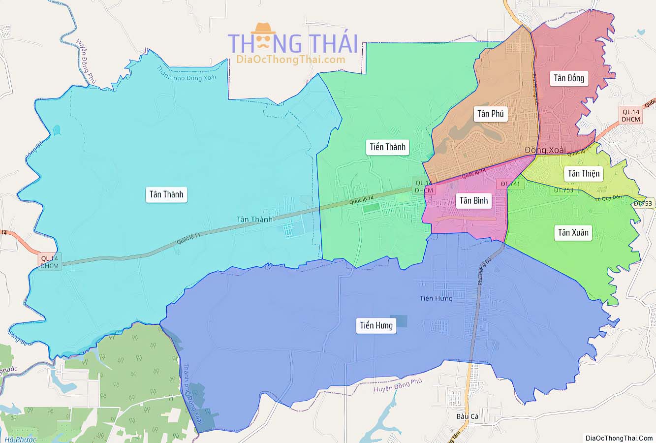 Bản đồ thành phố Đồng Xoài.