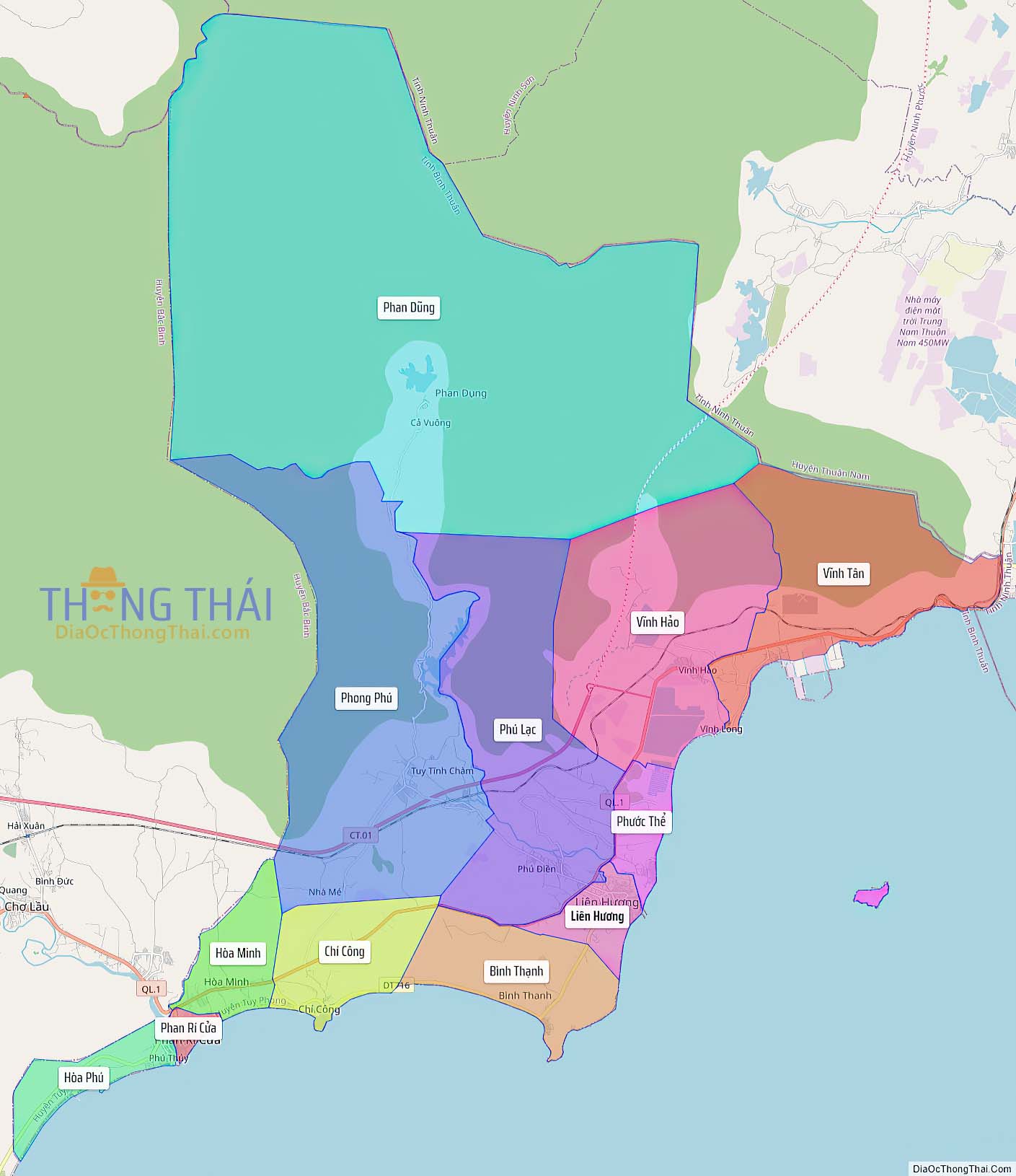 Bản đồ huyện Tuy Phong (Kích thước lớn).