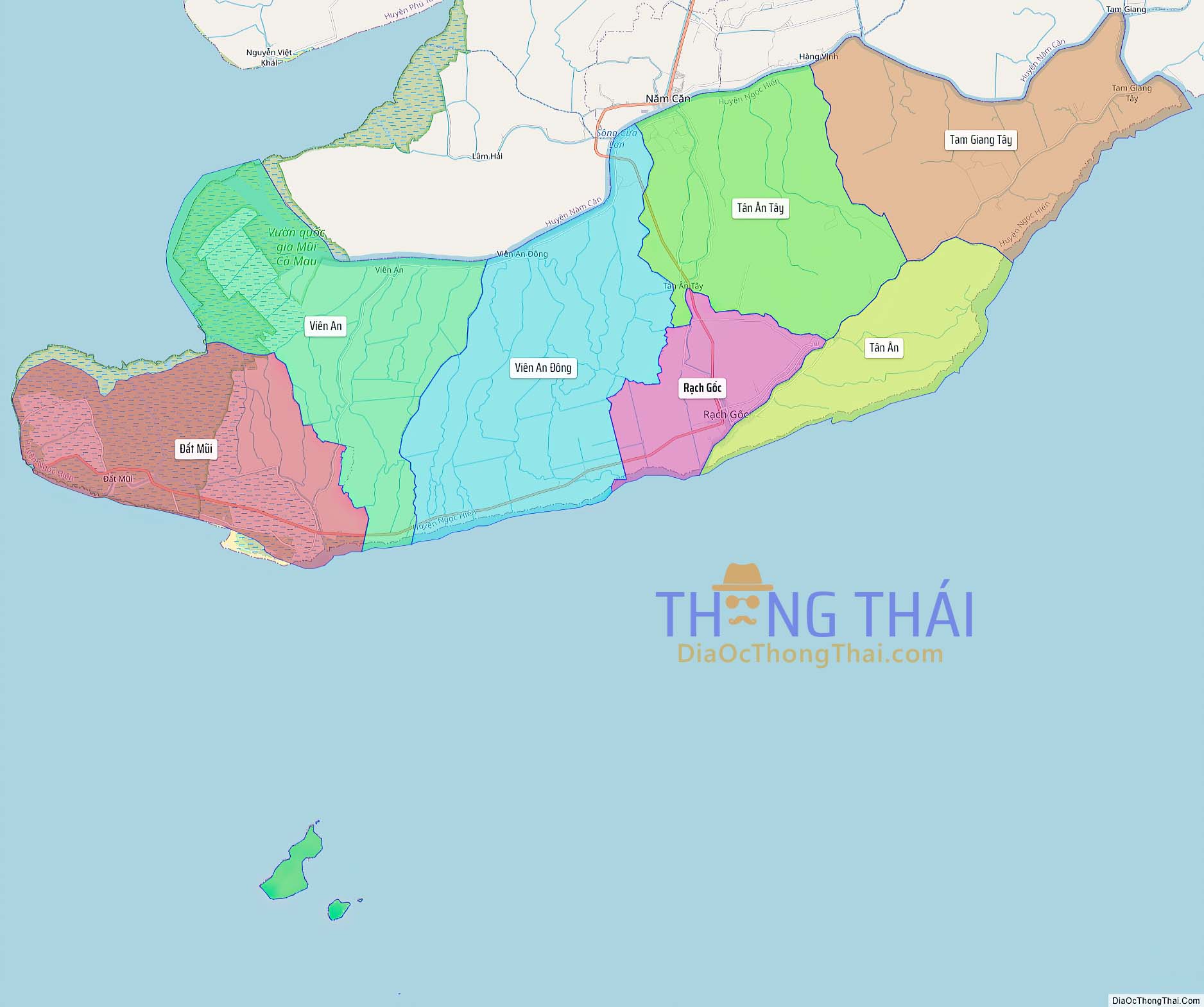 Bản đồ huyện Ngọc Hiển (Kích thước lớn).