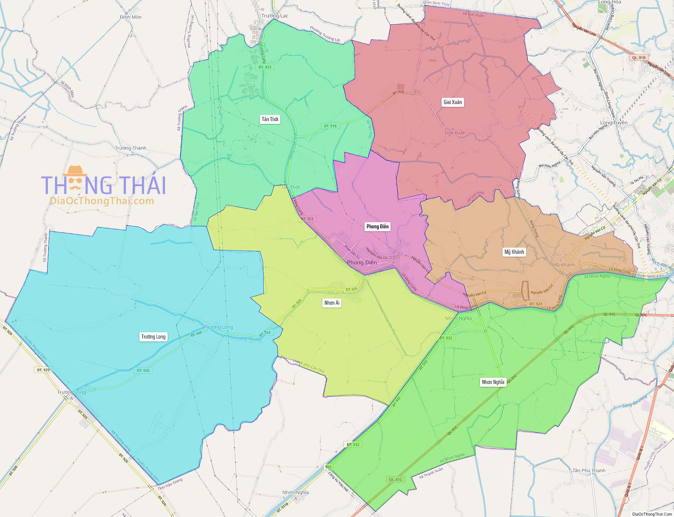 Bản đồ huyện Phong Điền (Kích thước lớn).