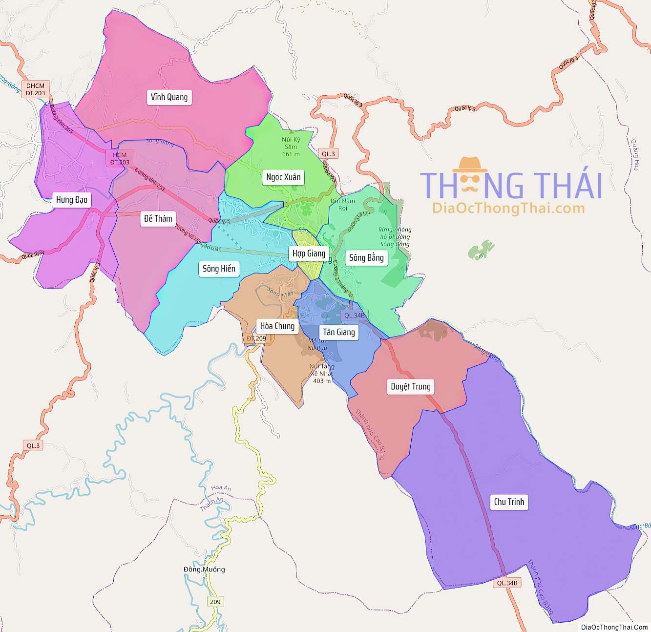 Bản đồ thành phố Cao Bằng.