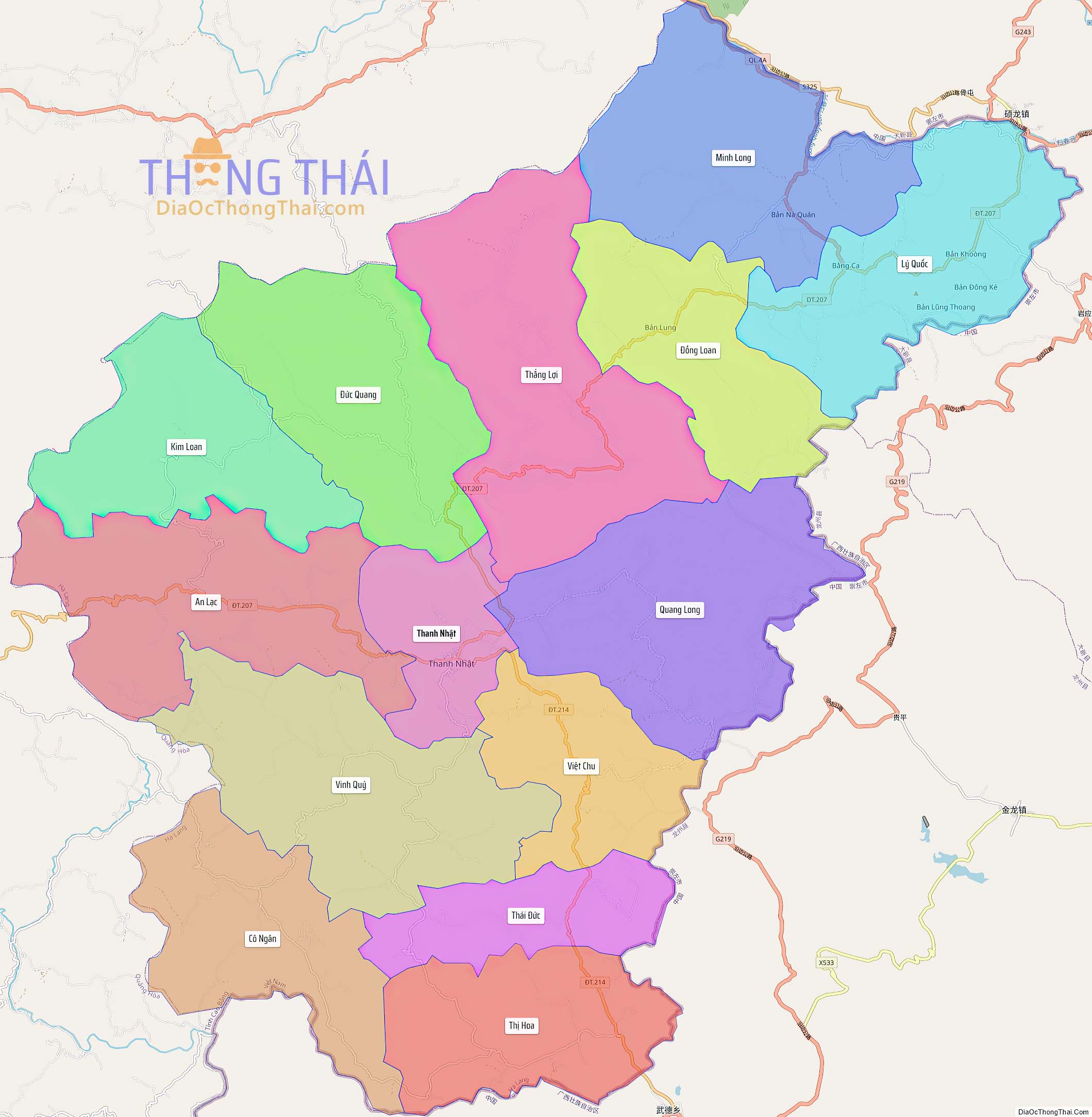 Bản đồ huyện Hạ Lang (Kích thước lớn).
