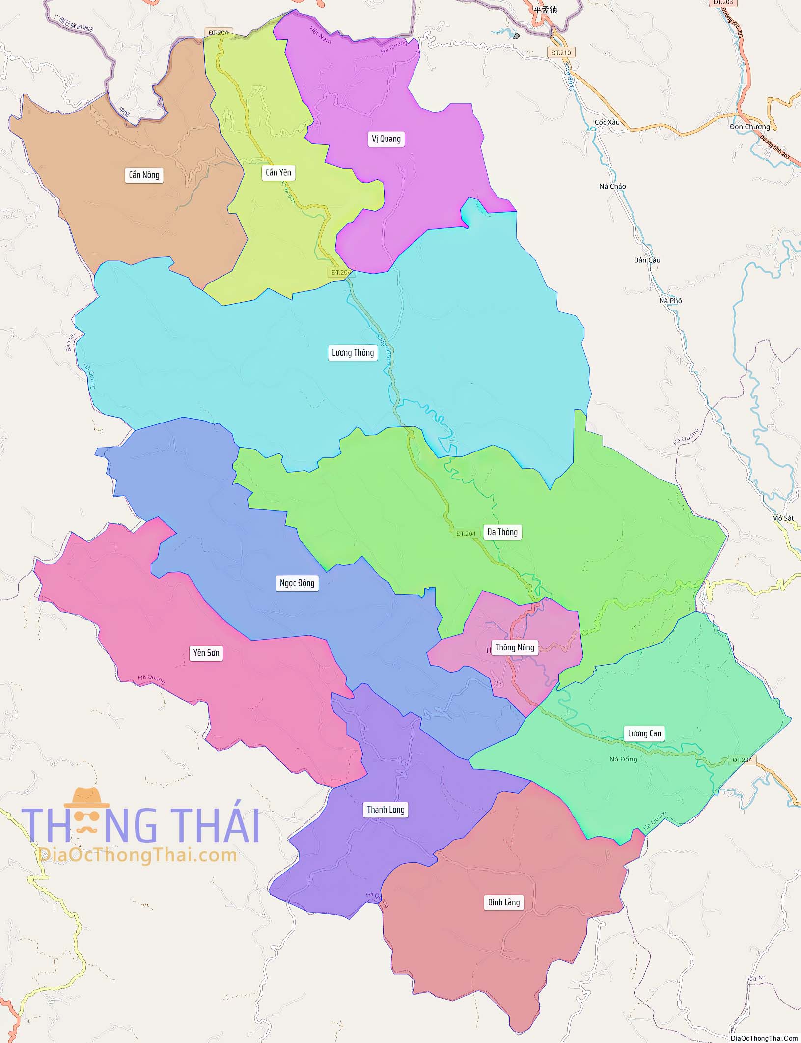 Bản đồ huyện Thông Nông (Kích thước lớn).
