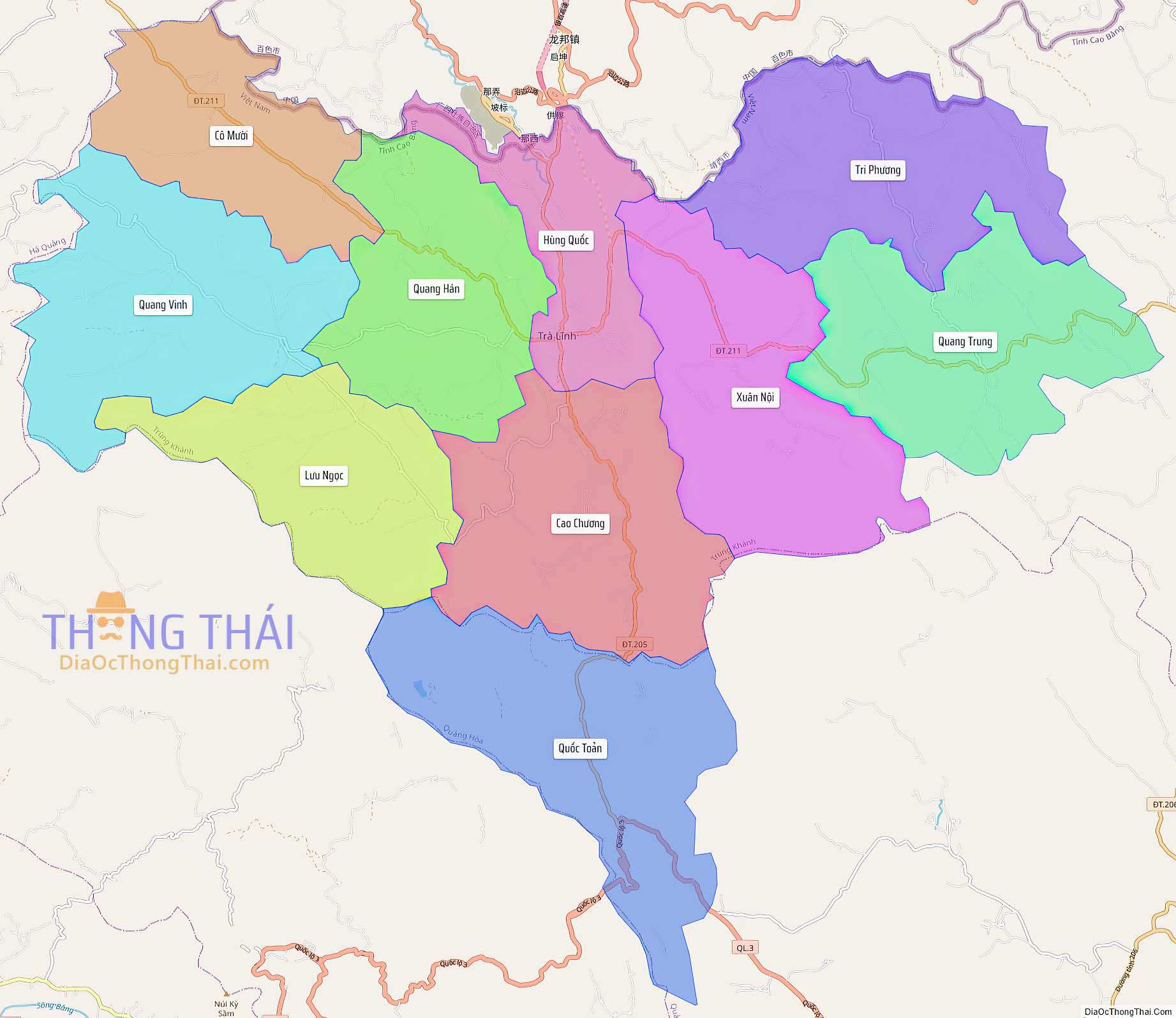 Bản đồ huyện Trà Lĩnh (Kích thước lớn).