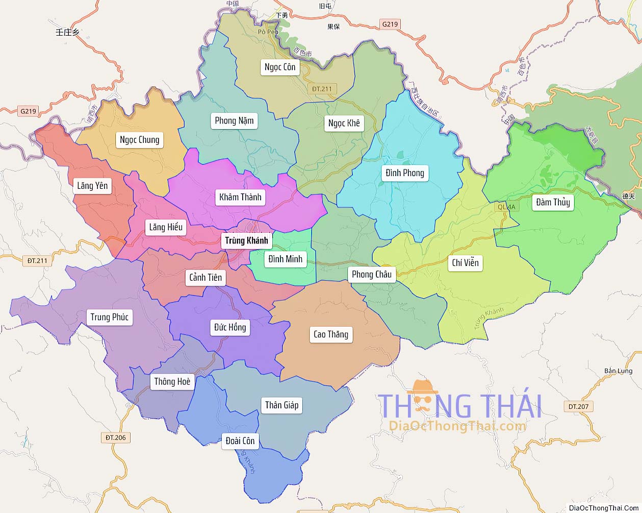 Bản đồ huyện Trùng Khánh.