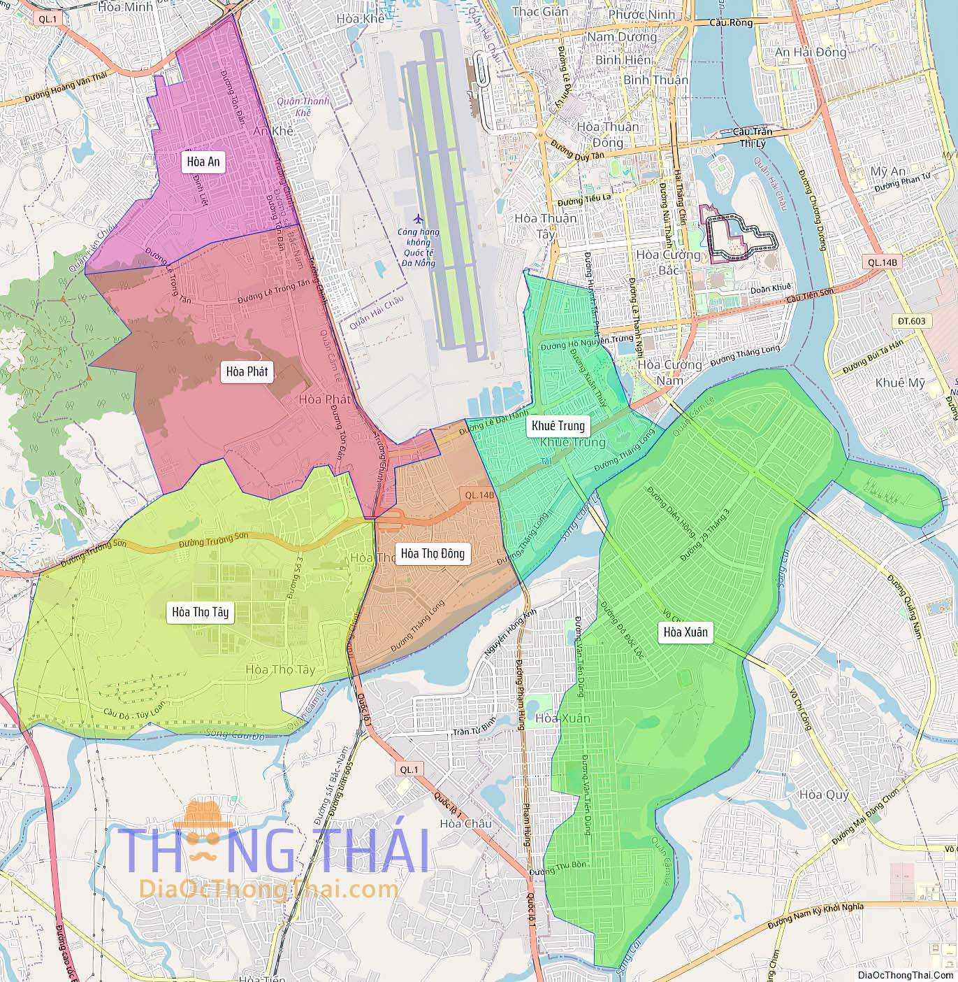 Bản đồ quận Cẩm Lệ.