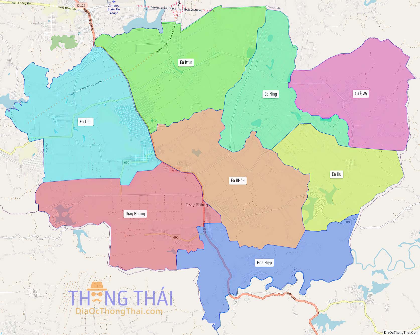 Bản đồ huyện Cư Kuin (Kích thước lớn).