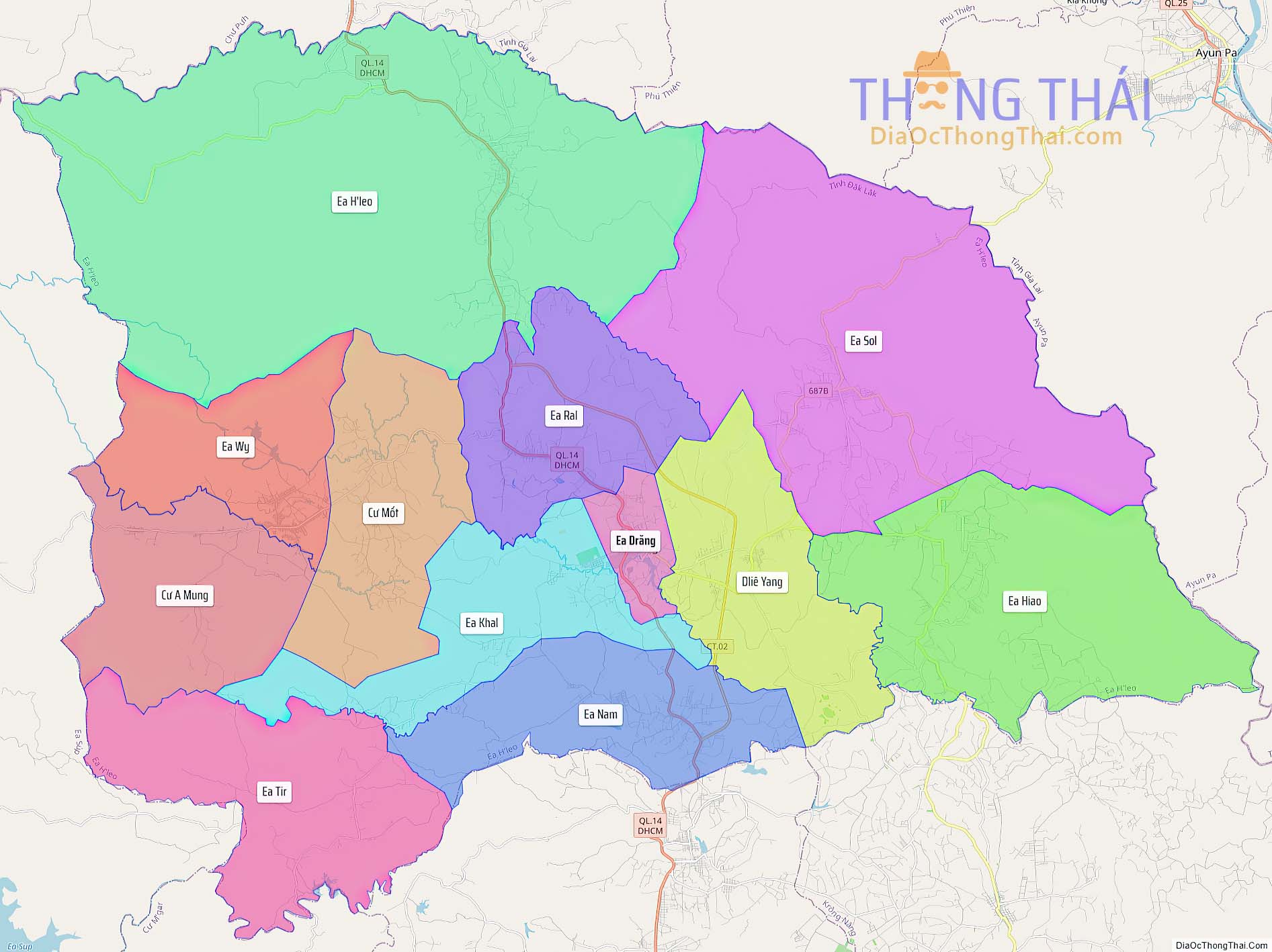 Bản đồ huyện Ea H'leo (Kích thước lớn).