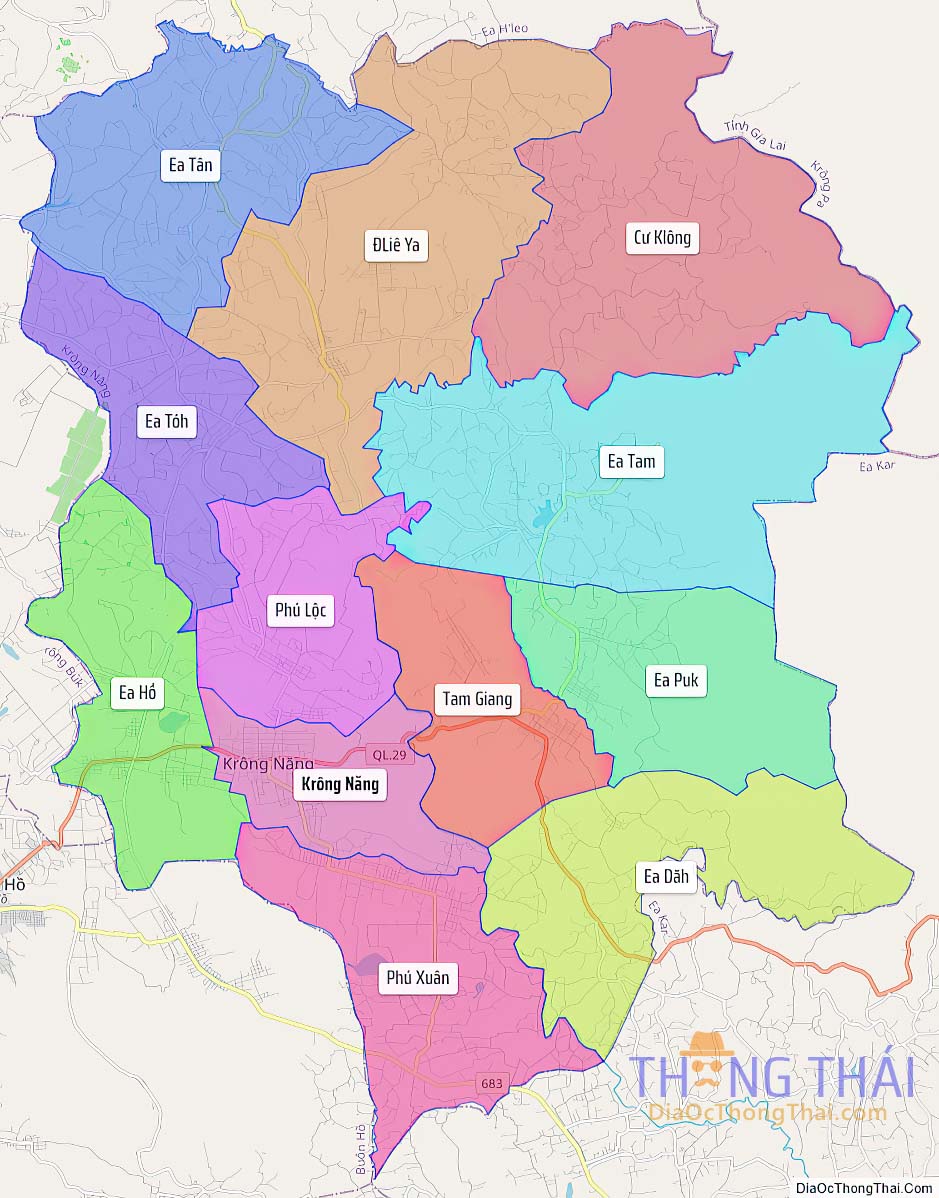 Bản đồ huyện Krông Năng.