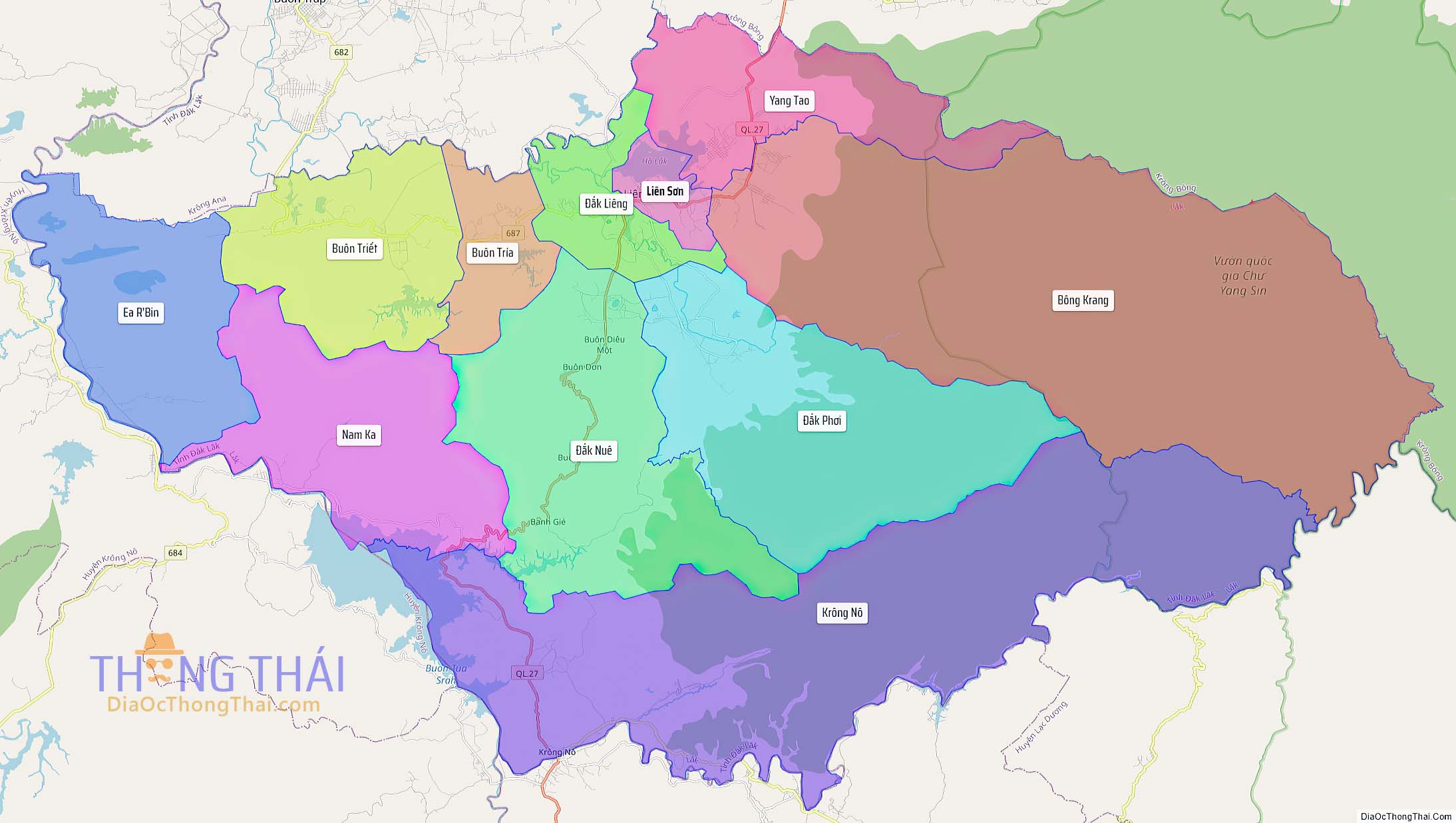 Bản đồ huyện Lắk (Kích thước lớn).