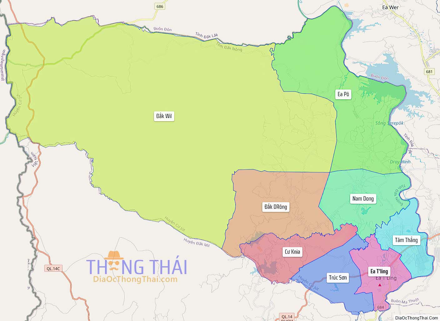Bản đồ huyện Cư Jút.