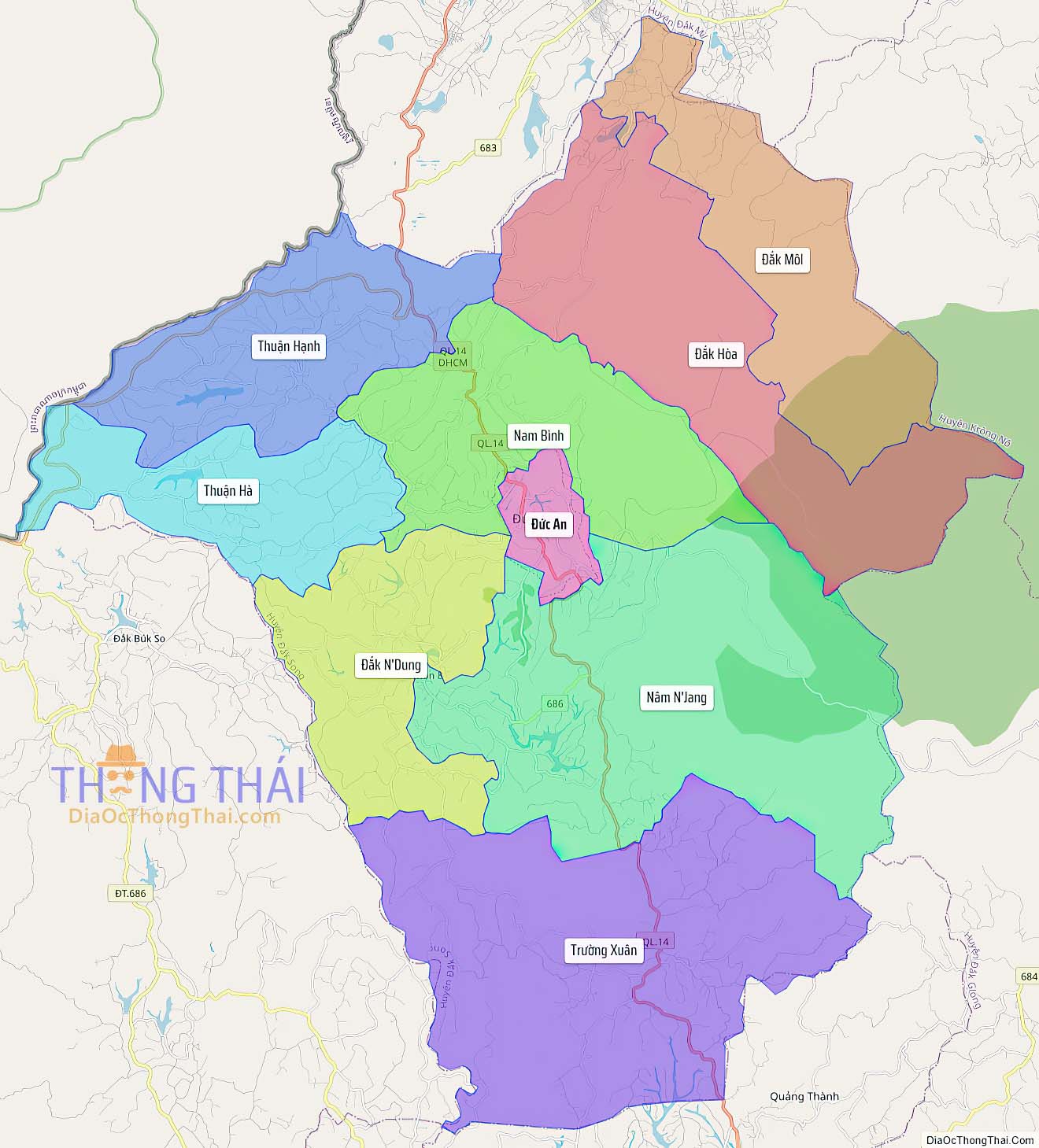 Bản đồ huyện Đắk Song.