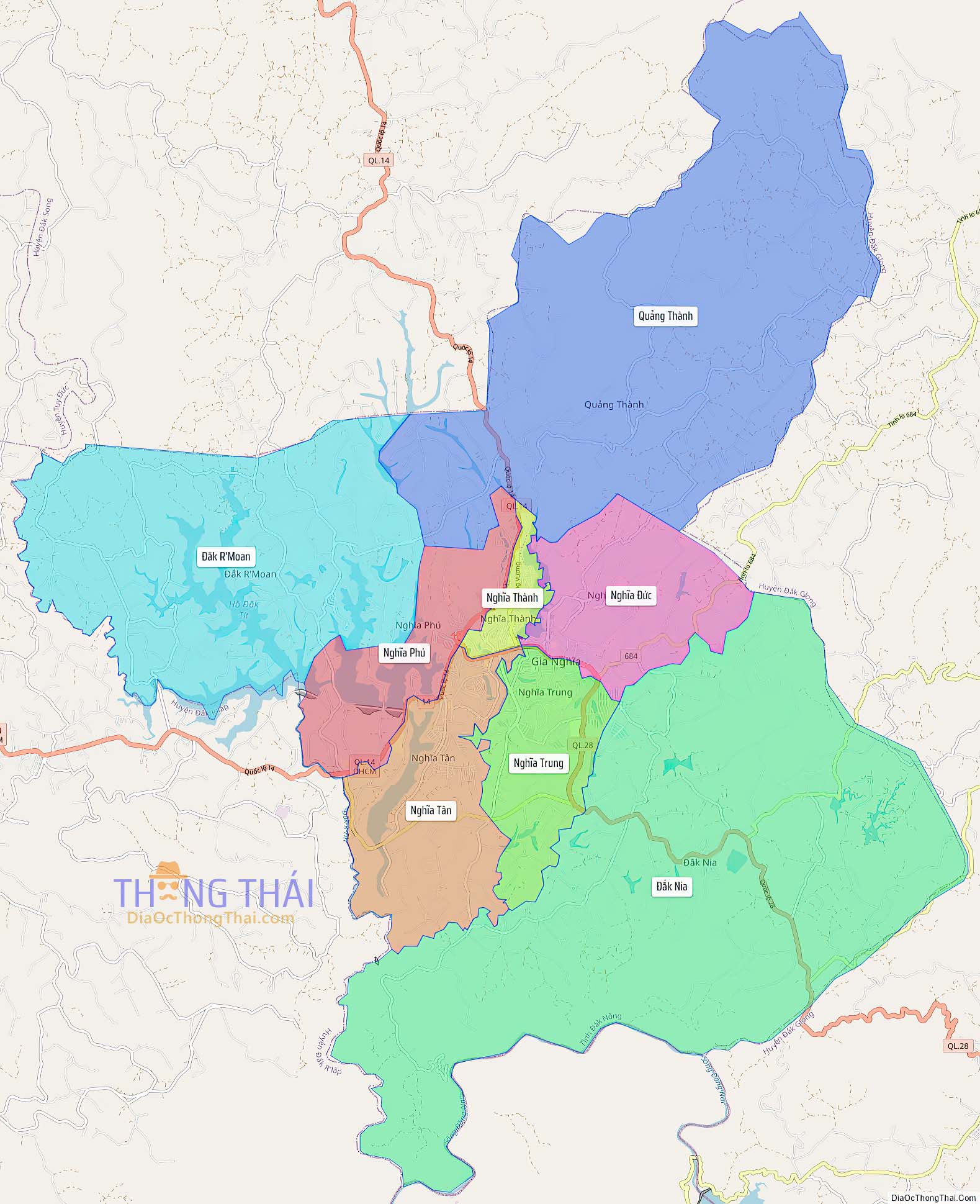 Bản đồ thành phố Gia Nghĩa (Kích thước lớn).