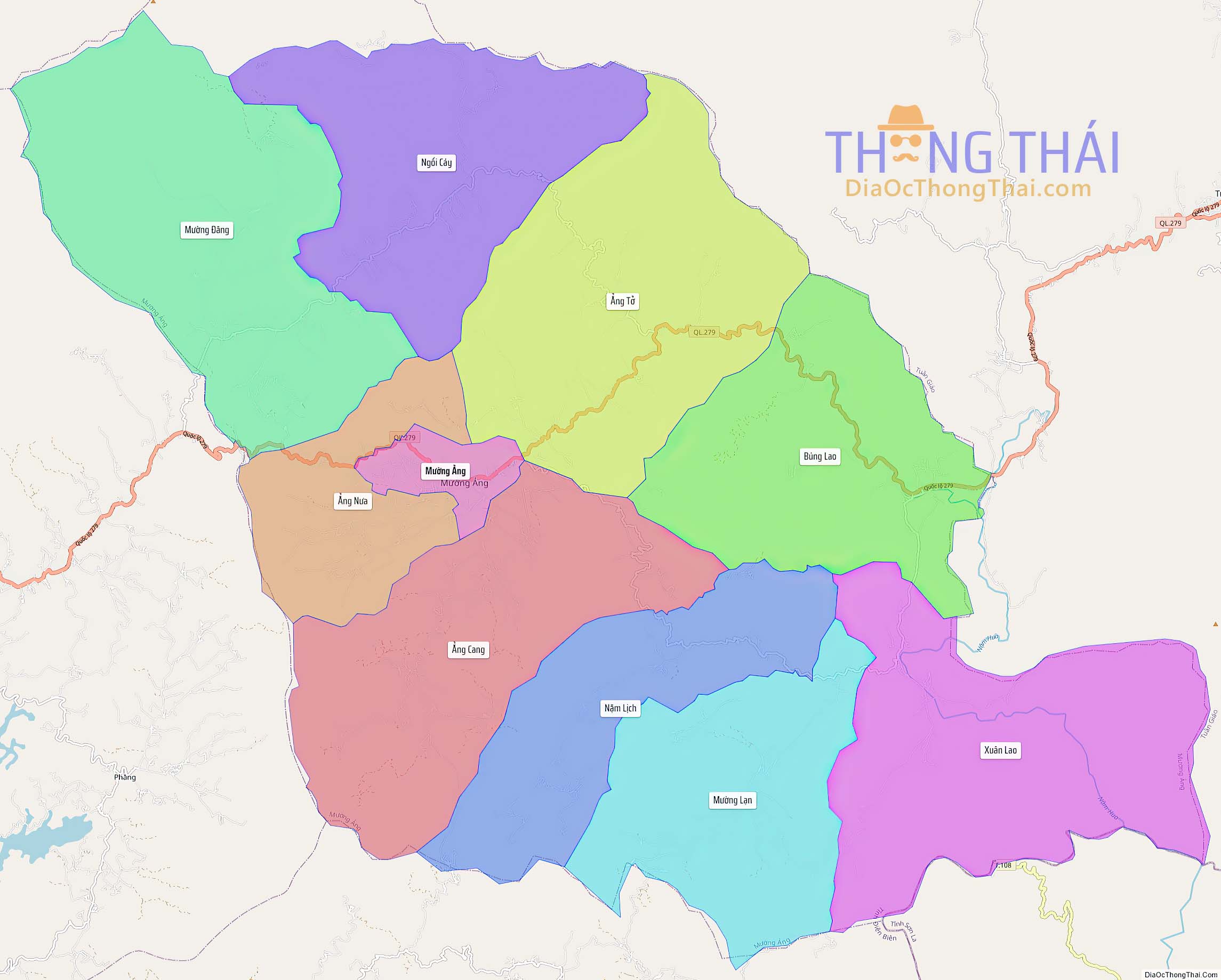 Bản đồ huyện Mường Ảng (Kích thước lớn).