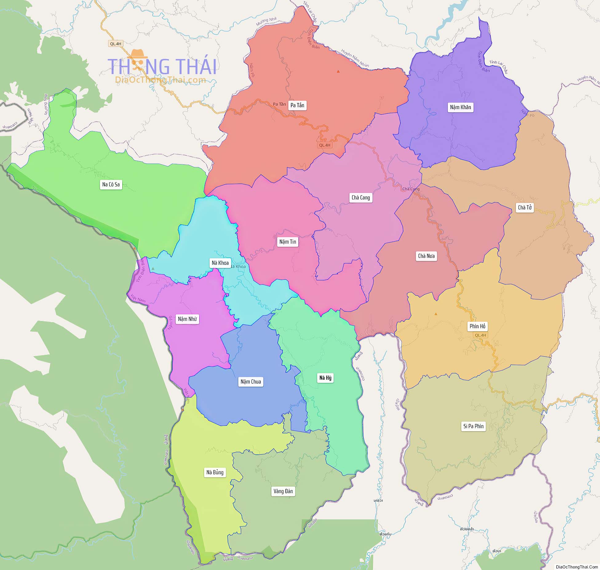 Bản đồ huyện Nậm Pồ (Kích thước lớn).