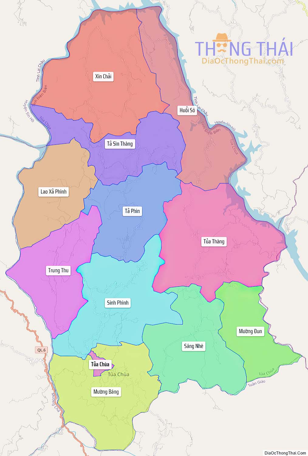 Bản đồ huyện Tủa Chùa.