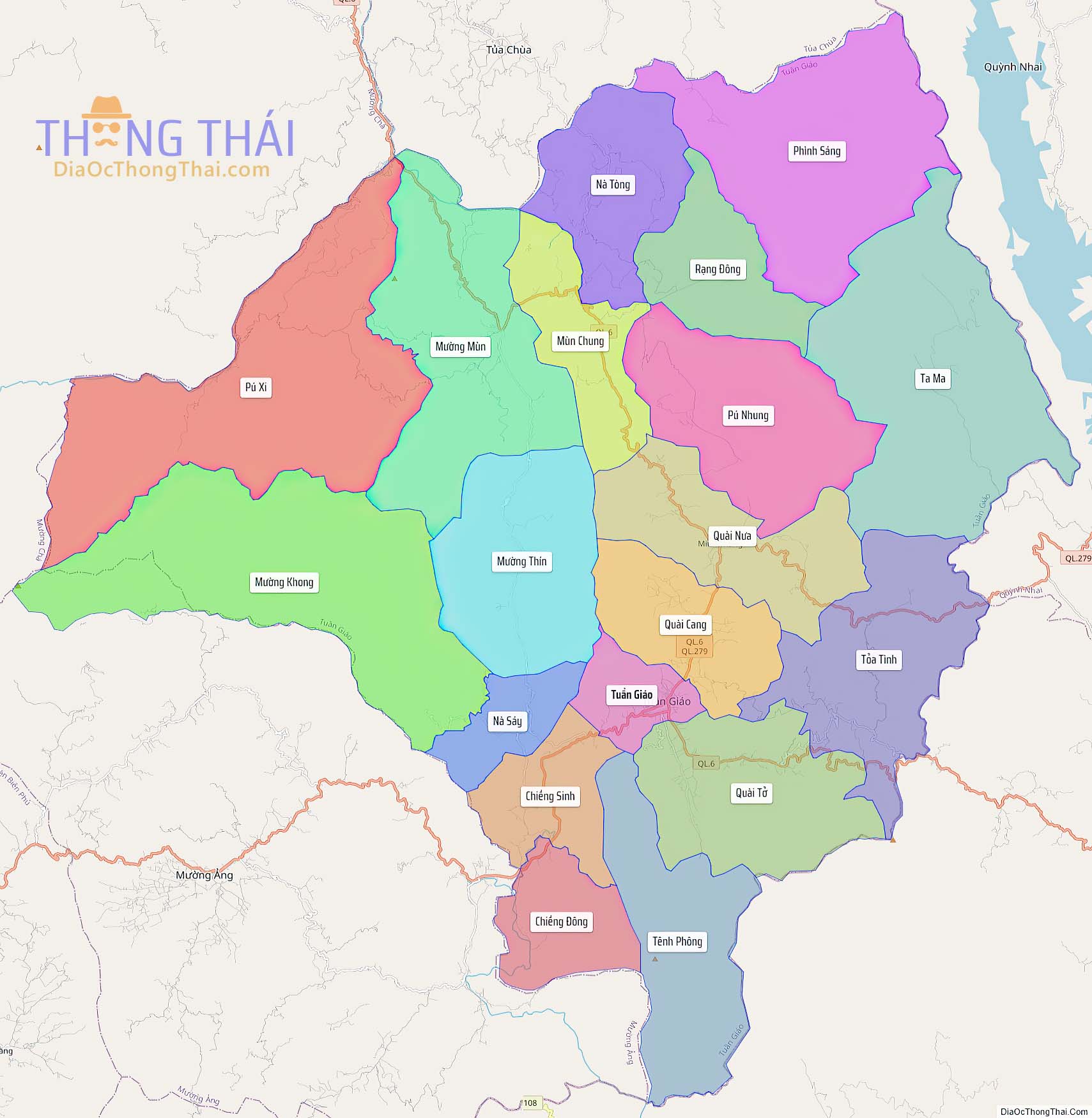 Bản đồ huyện Tuần Giáo (Kích thước lớn).