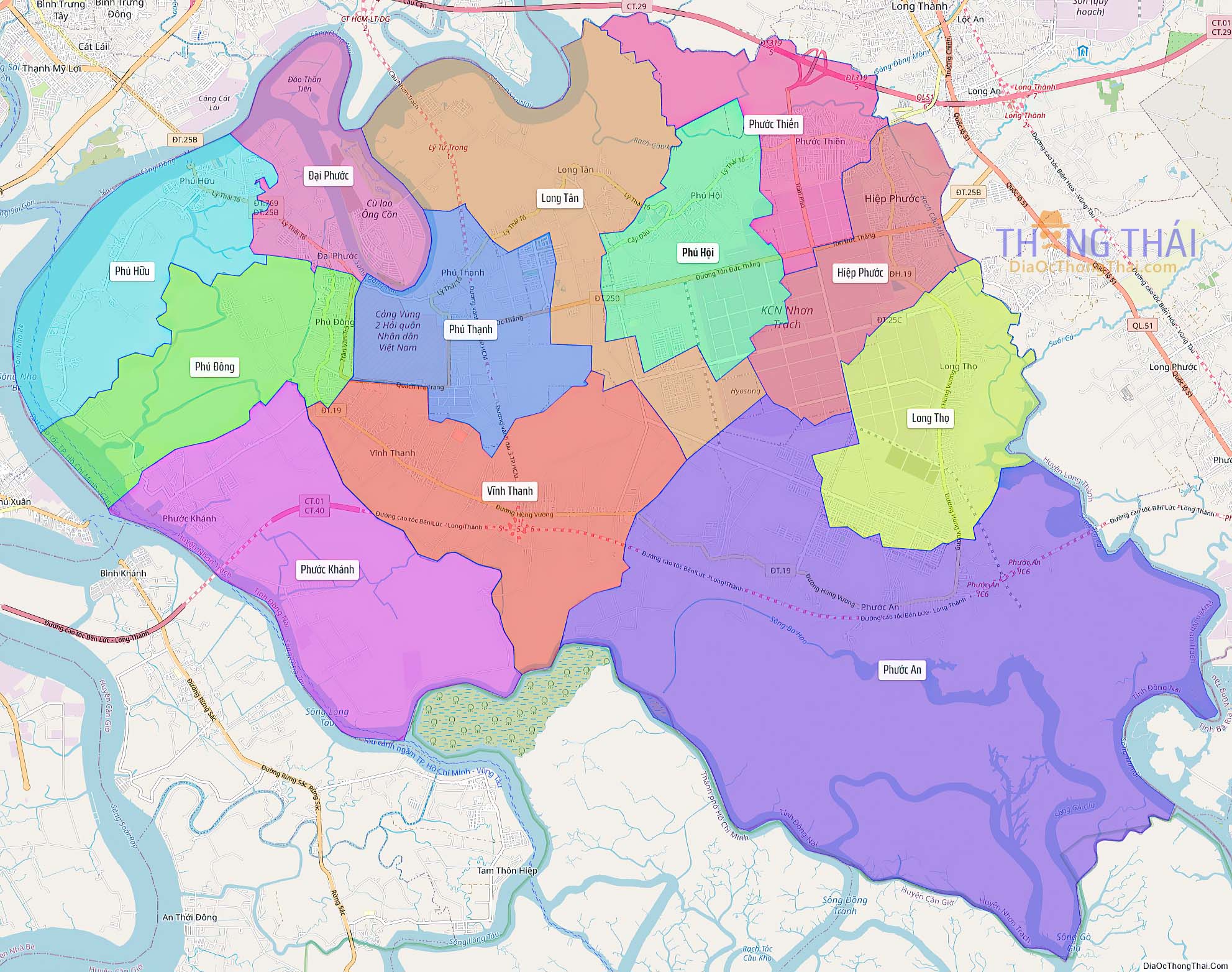 Bản đồ huyện Nhơn Trạch (Kích thước lớn).