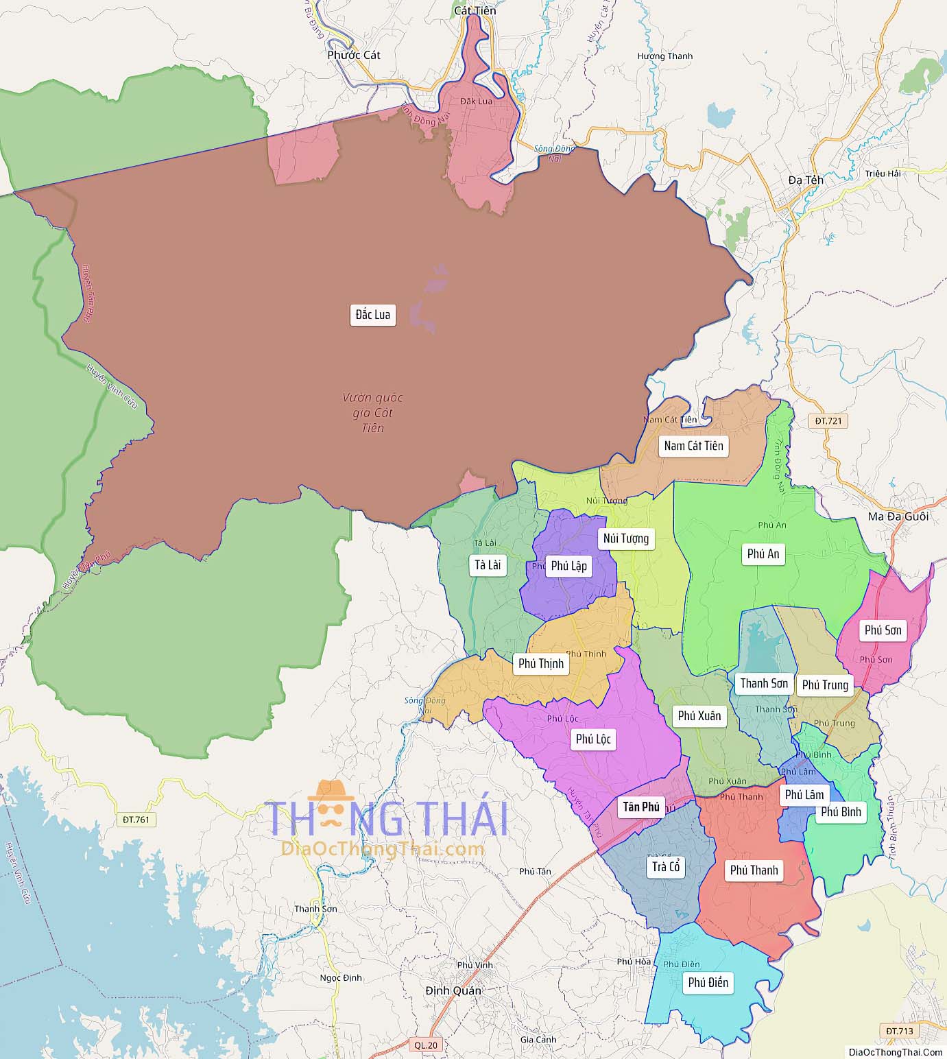 Bản đồ huyện Tân Phú (Kích thước lớn).