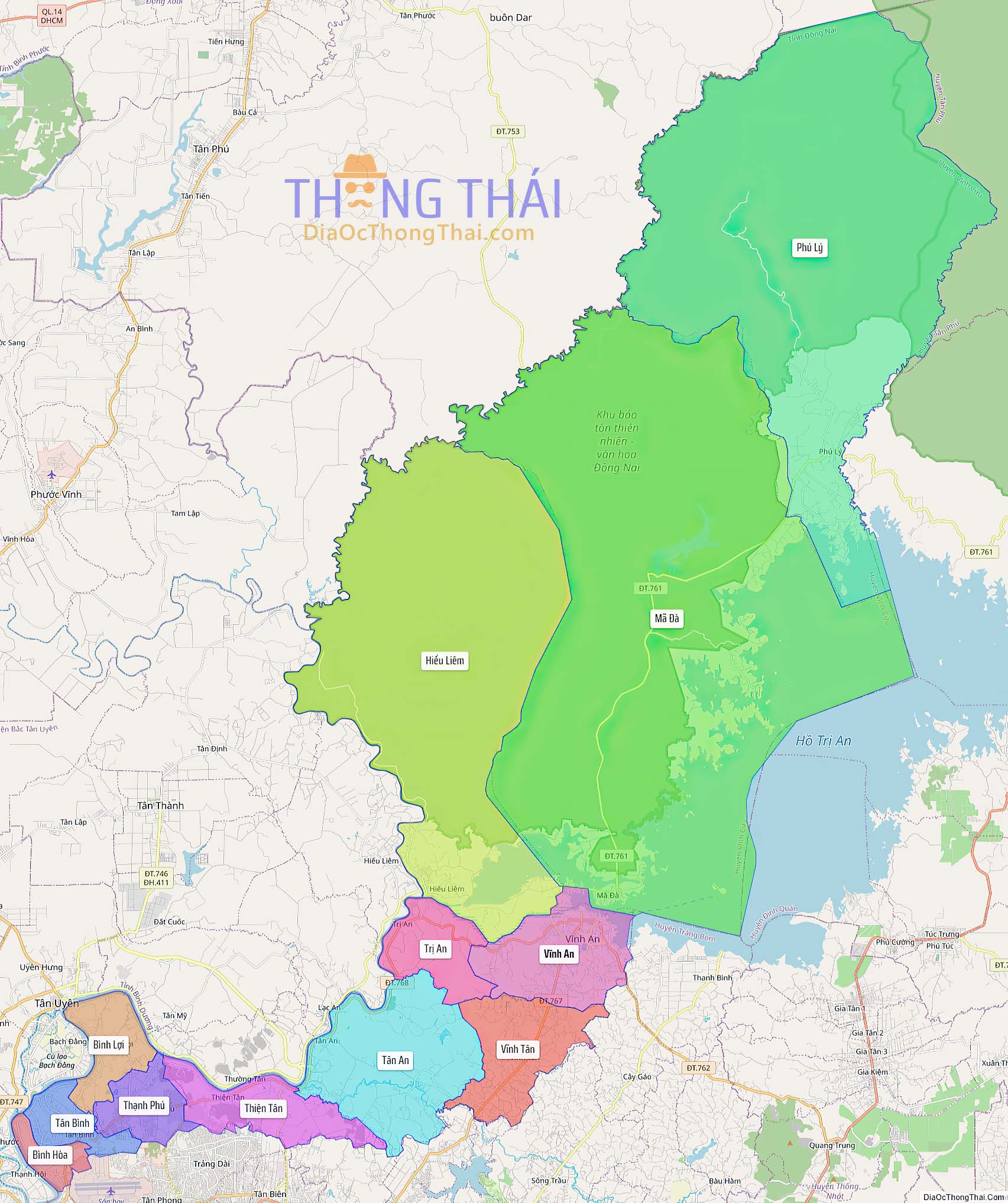 Bản đồ huyện Vĩnh Cửu (Kích thước lớn).