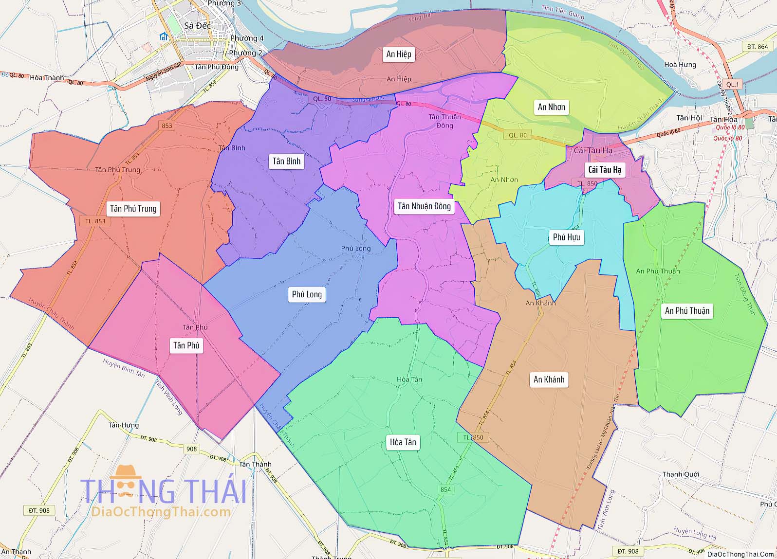 Bản đồ huyện Châu Thành (Kích thước lớn).