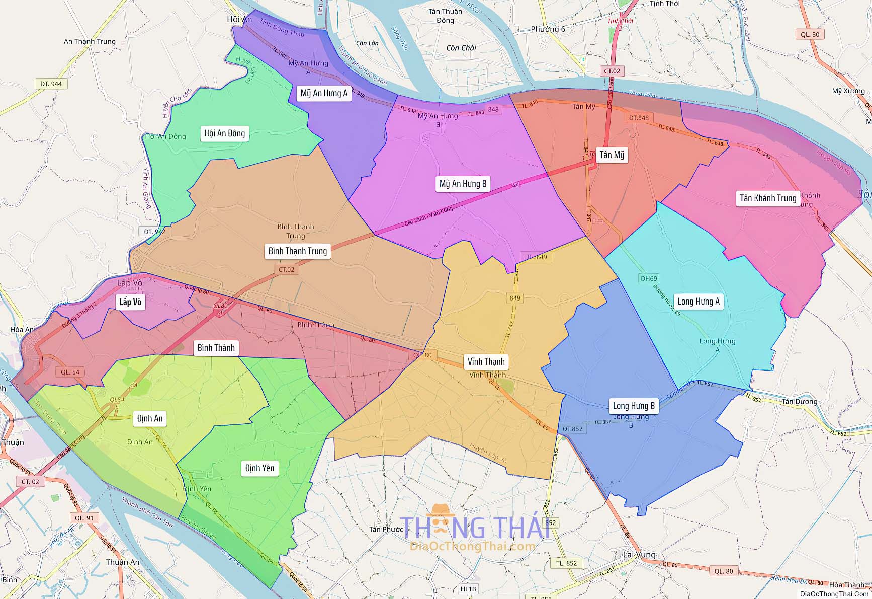 Bản đồ huyện Lấp Vò (Kích thước lớn).